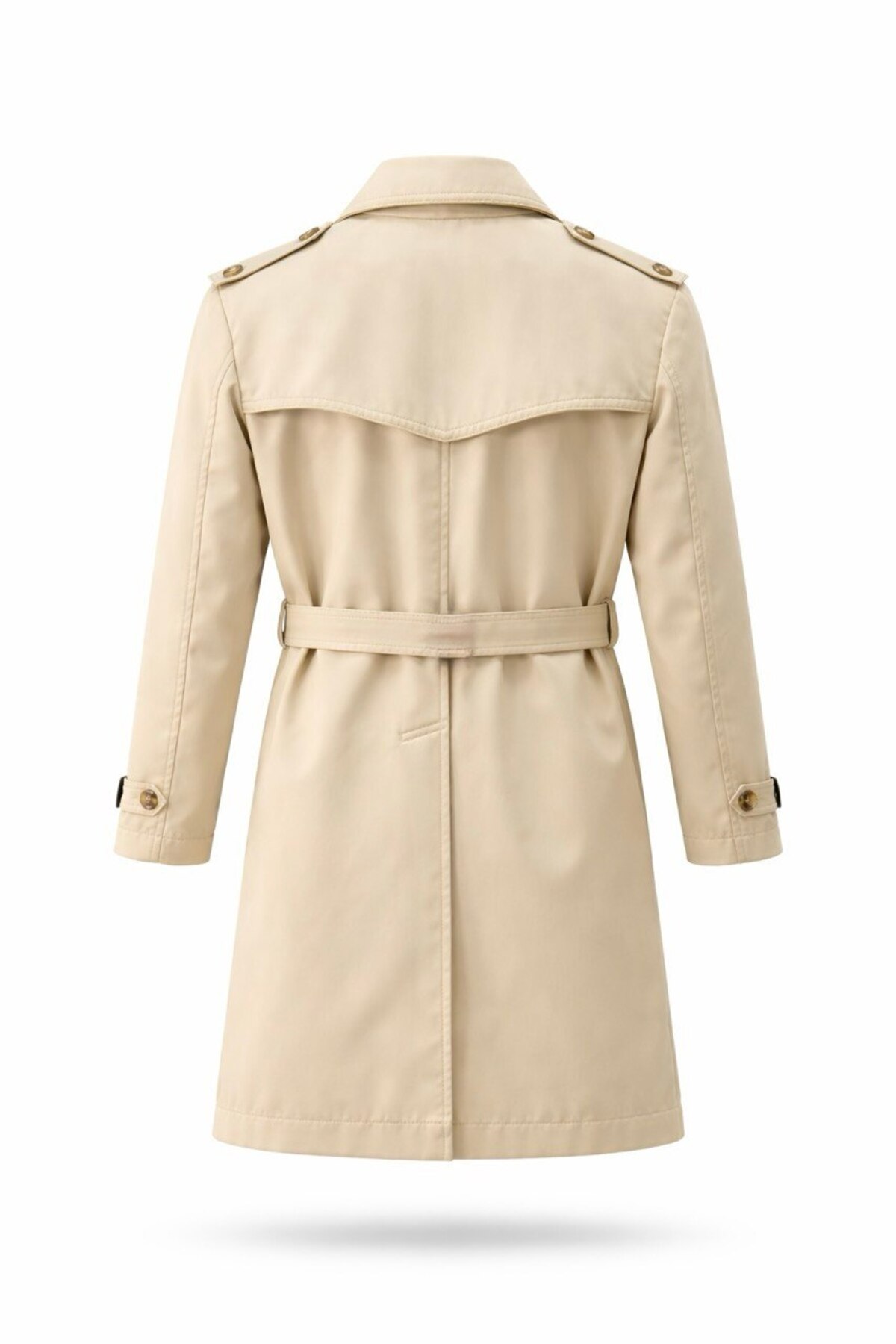 BASEL.CO  Erkek Premium Kuşaklı Krem Trençkot - Tok Duruşlu ve İtalyan Kesim (100cm) - Görsel 2