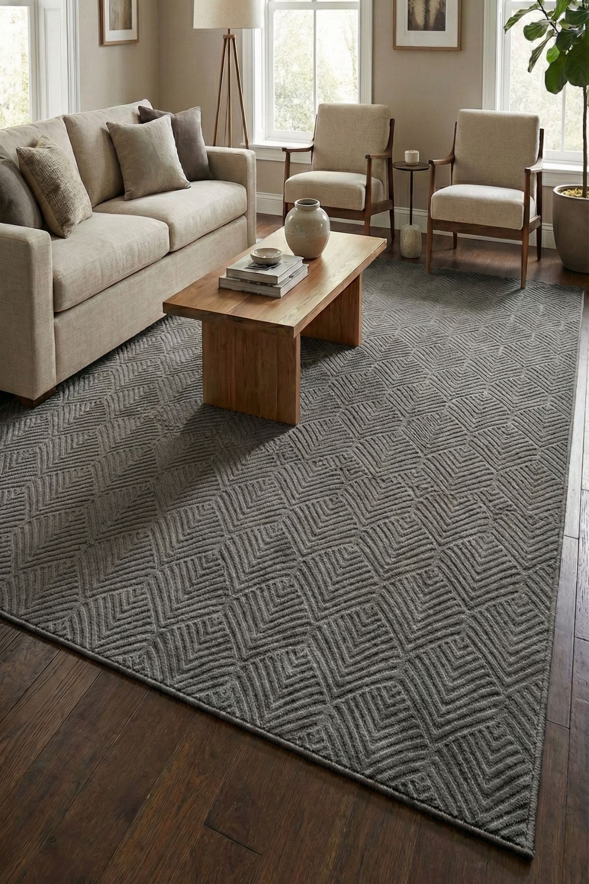 Lexus Anthracite Premium Carpet & Runner | Special Anti-Slip Base • Washable • Anti-Dust • Modern