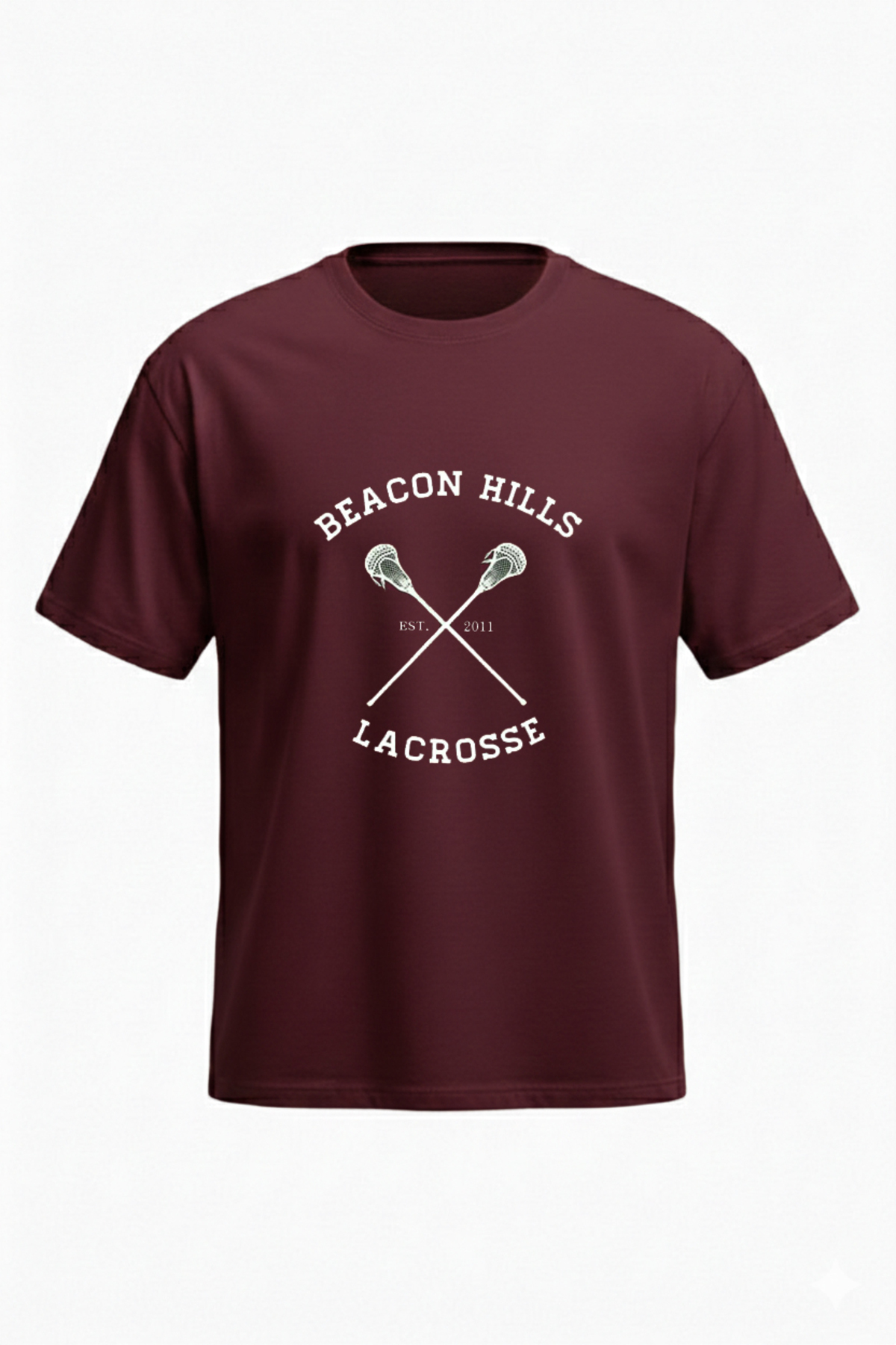 DASH WEAR  Teen Wolf İkili Stilinski-McCall T-Shirt - Bordo Baskılı Oversize Bisiklet Yaka Kısa Kol Bol - Görsel 2