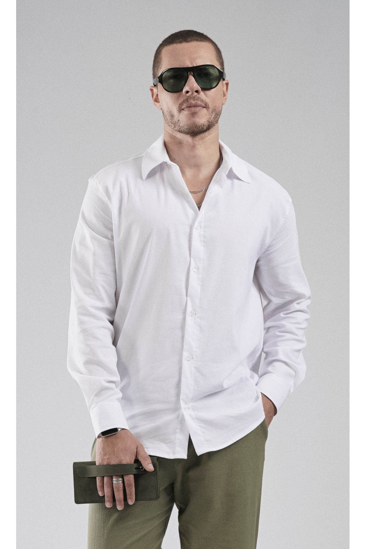 Butik Trend Biz Regular Fit Esnek Pamuklu Erkek Düz Gömlek — سفید 715-TB