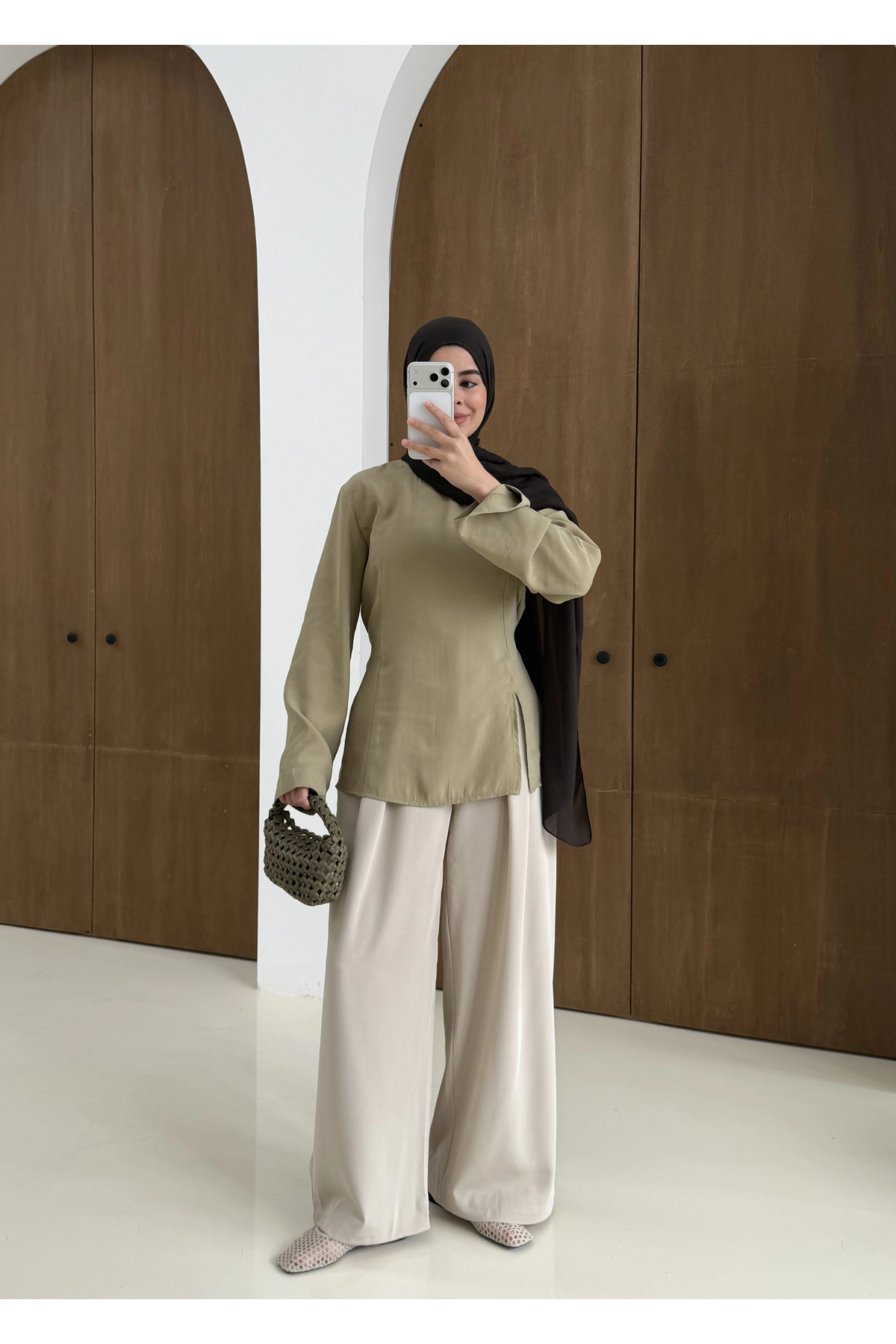 MODA AKSA  2019 YIRTMAÇLI BLUZ YEŞİL