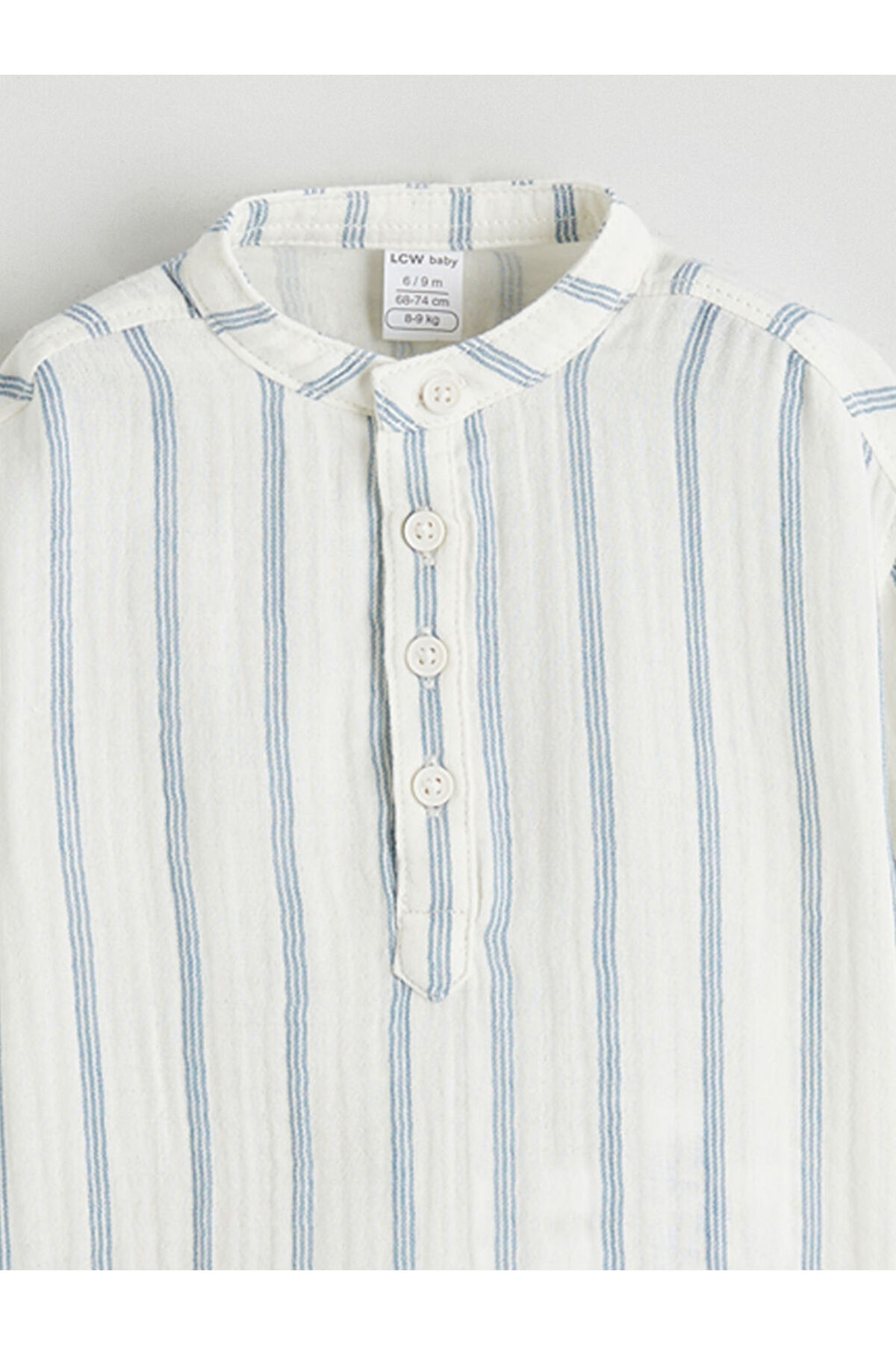 LC Waikiki GÜLİS STORE'DEN Ekru Hakim Yaka Çizgili Erkek Bebek Gömlek fotoğrafı 3 (önizleme)