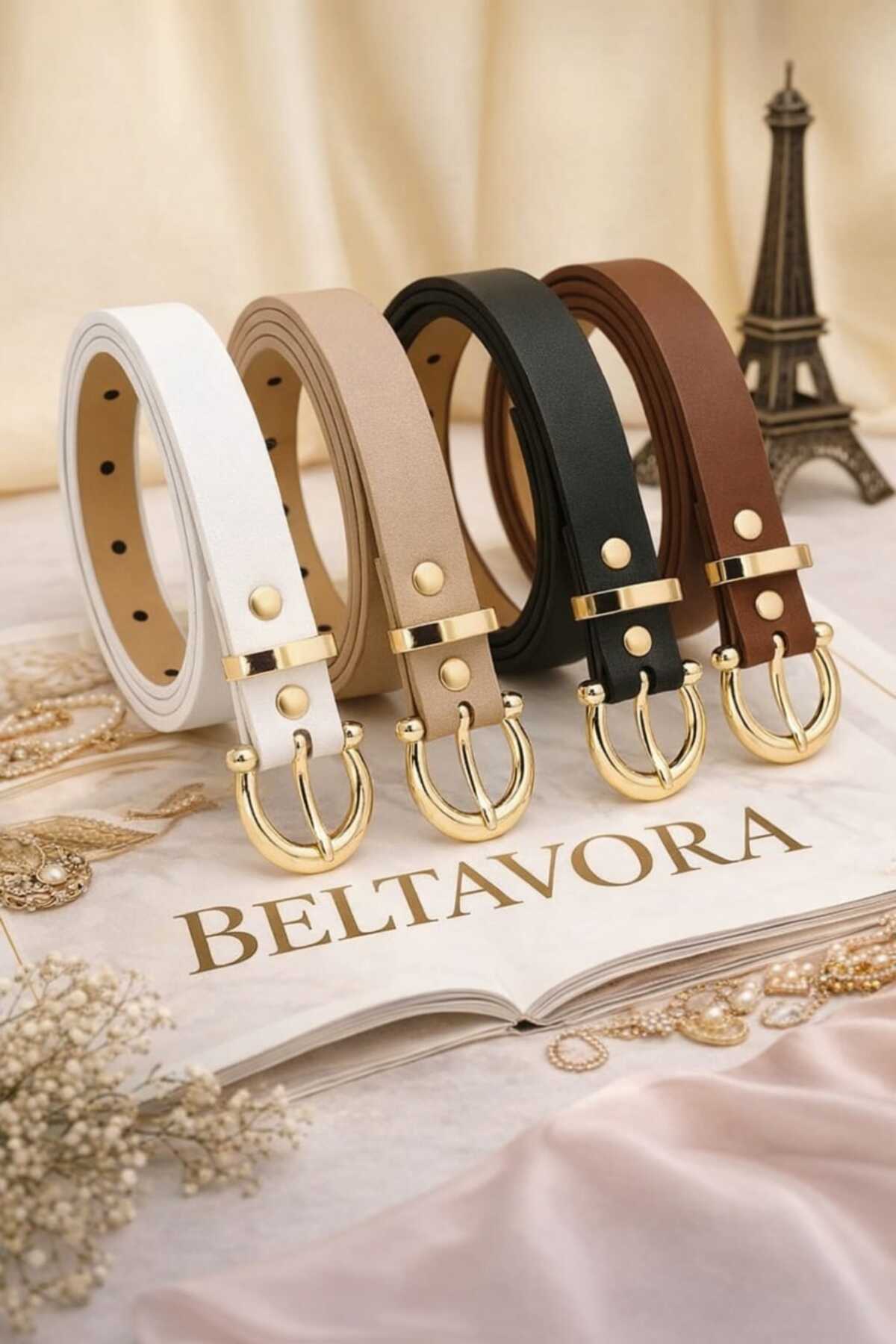beltavora 4lü set gold tokalı 2 cm kemer görsel 2