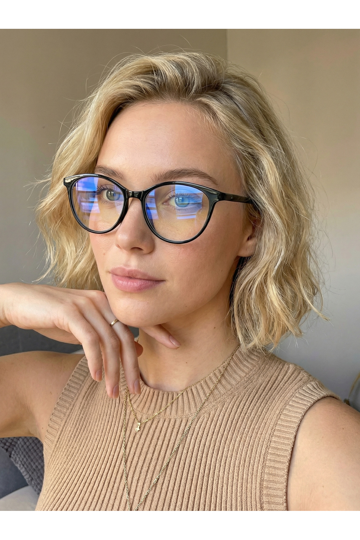 Kelny Black Cat eye Slim Slim Metal Hinged Blue Light Glasses
