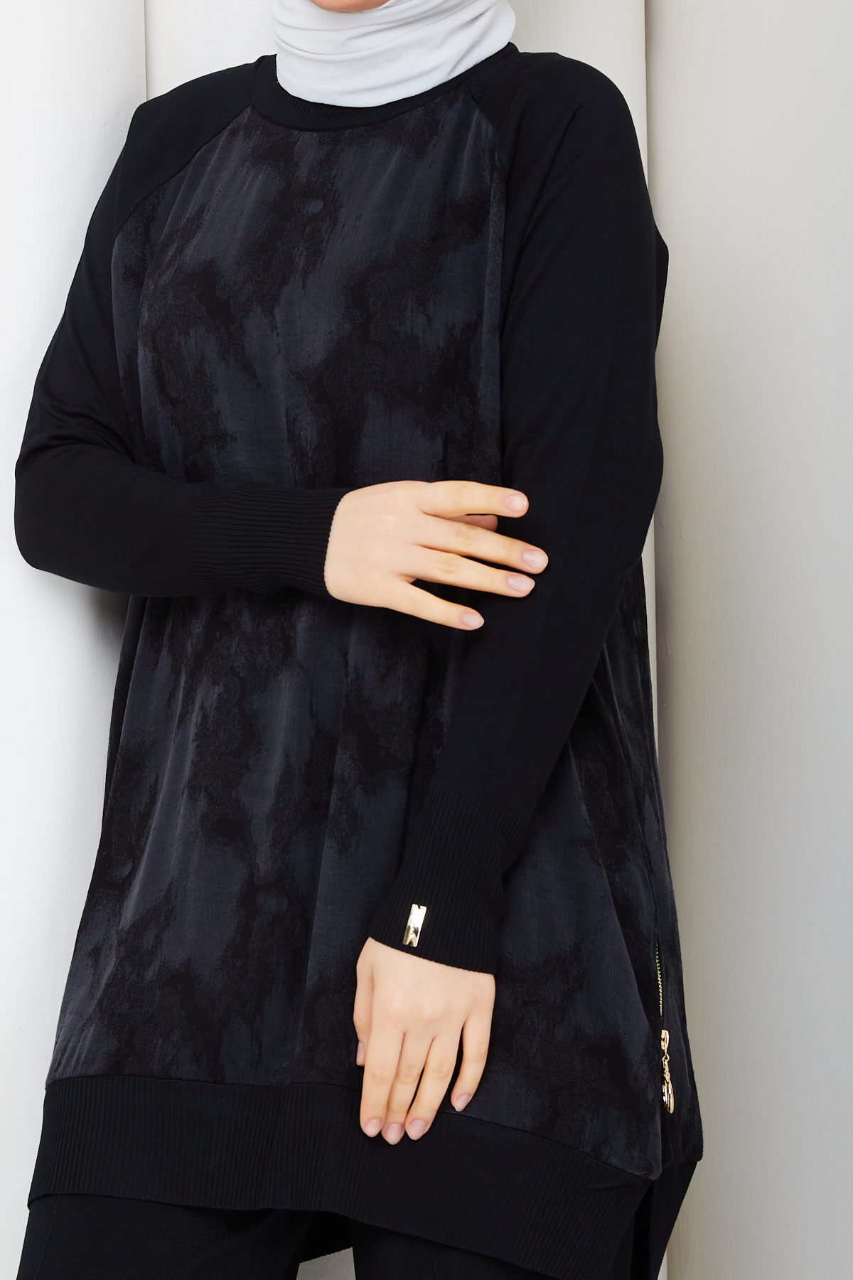 Pamuk Butik  Kadın İpek Kupra Bulut Desenli Pantolonlu İkili Merserize Triko Takım - Görsel 6