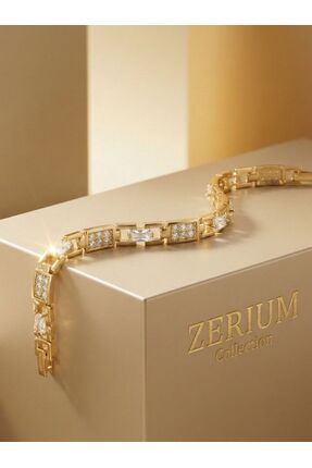 ZERİUM Baget Taşlı Beyaz Zirkon Kadın VIP Bileklik