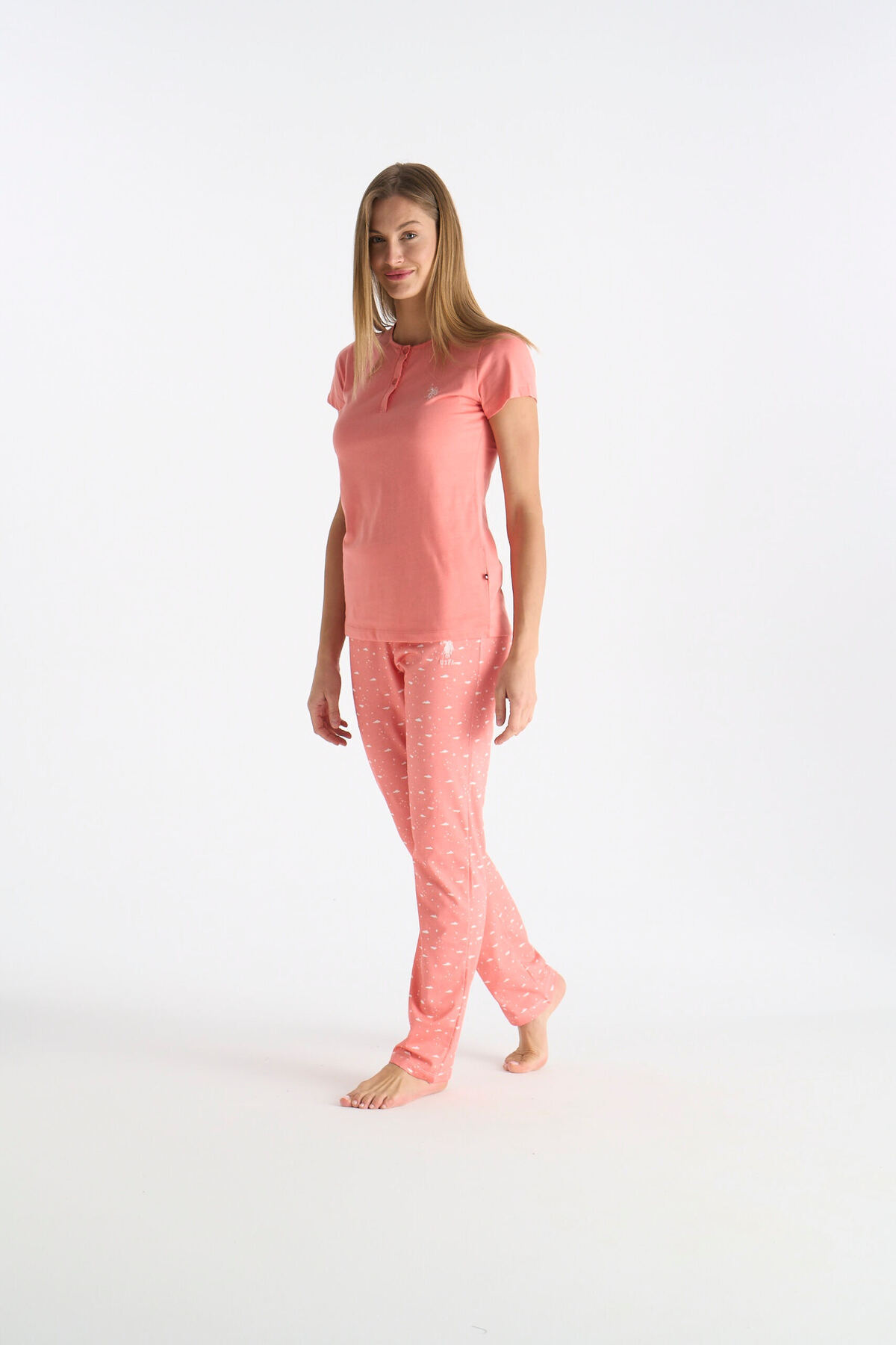 U.S. Polo Assn. 26Y Women's Salmon Pajama Set