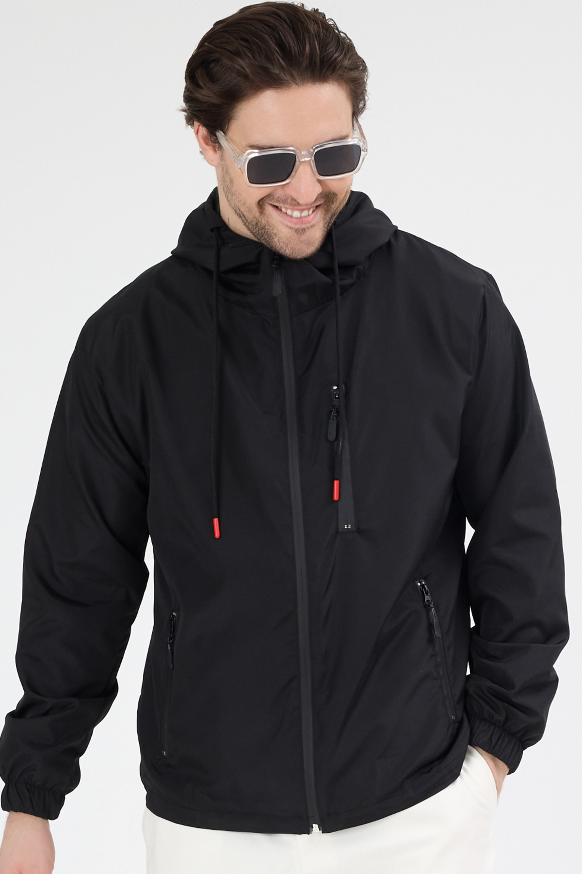 Tonny Black  Erkek Siyah 3 Cepli Rüzgar Ve Yağmura Dayanıklı Normal Kalıp Yağmurluk