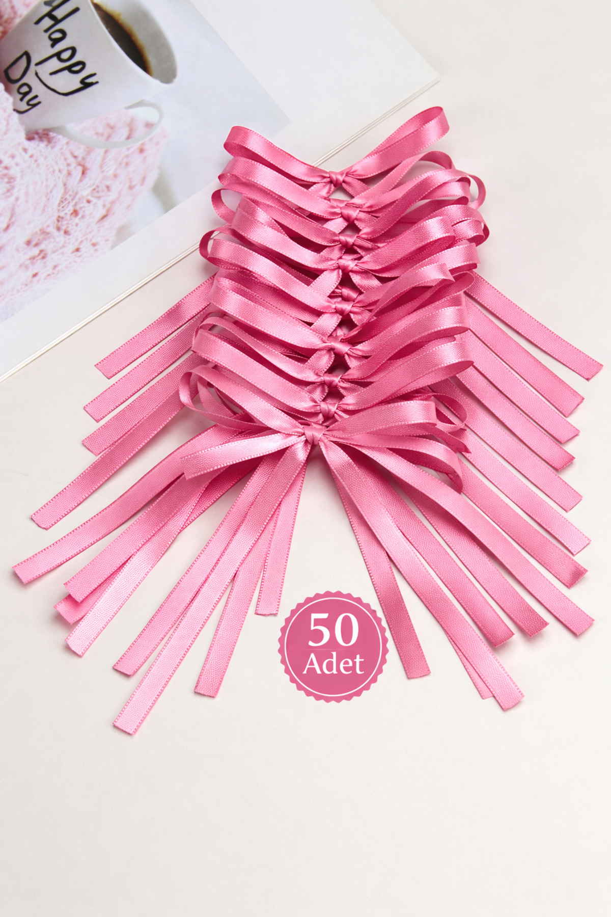 Candy Pink 6mm Ready Bowknot Birthday Ornament, Cake Ornament, Wall Background Ornament