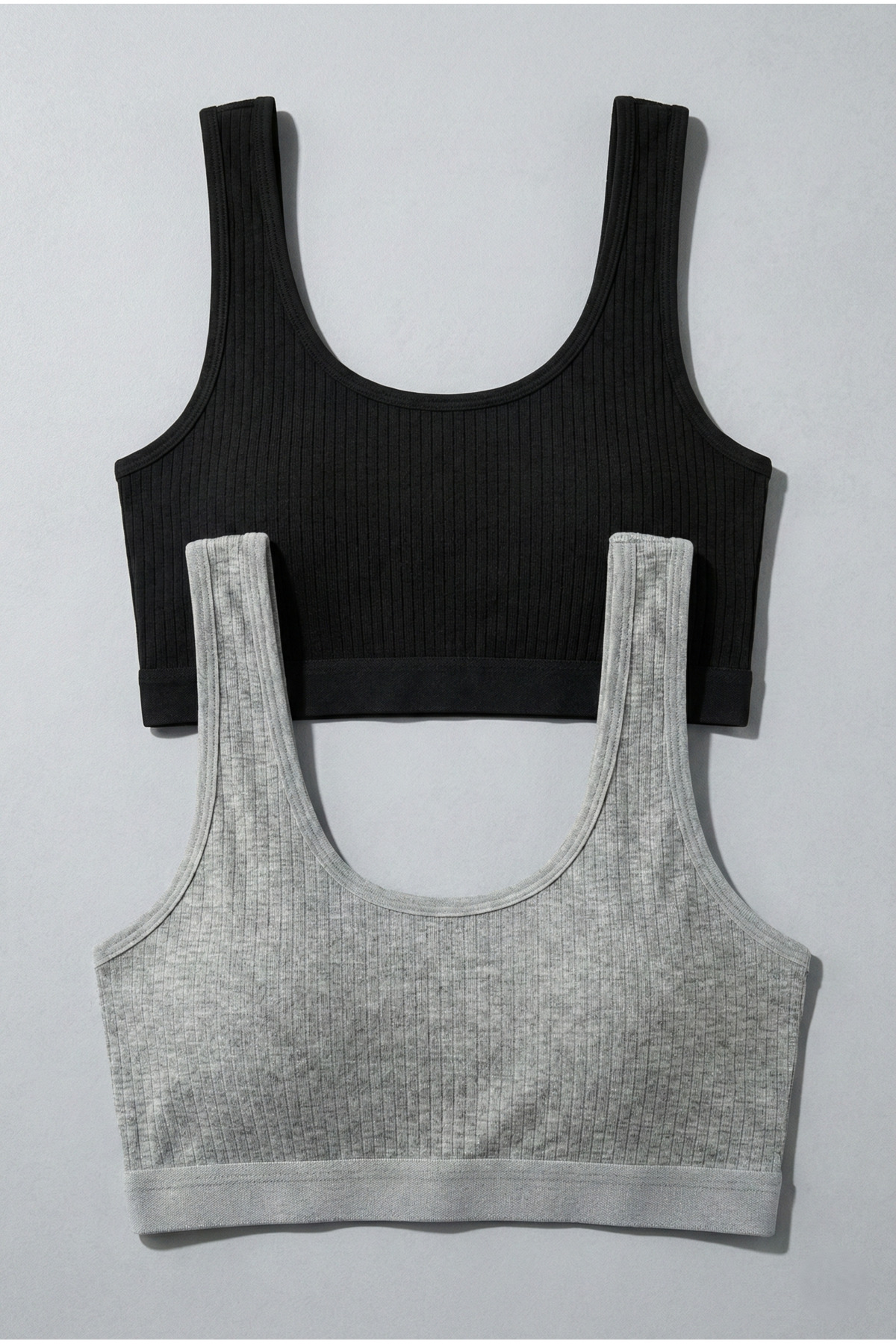 2'li Paket Fitilli Bralet Büstiyer Esnek Seamless Sütyen Günlük Spor Crop Top