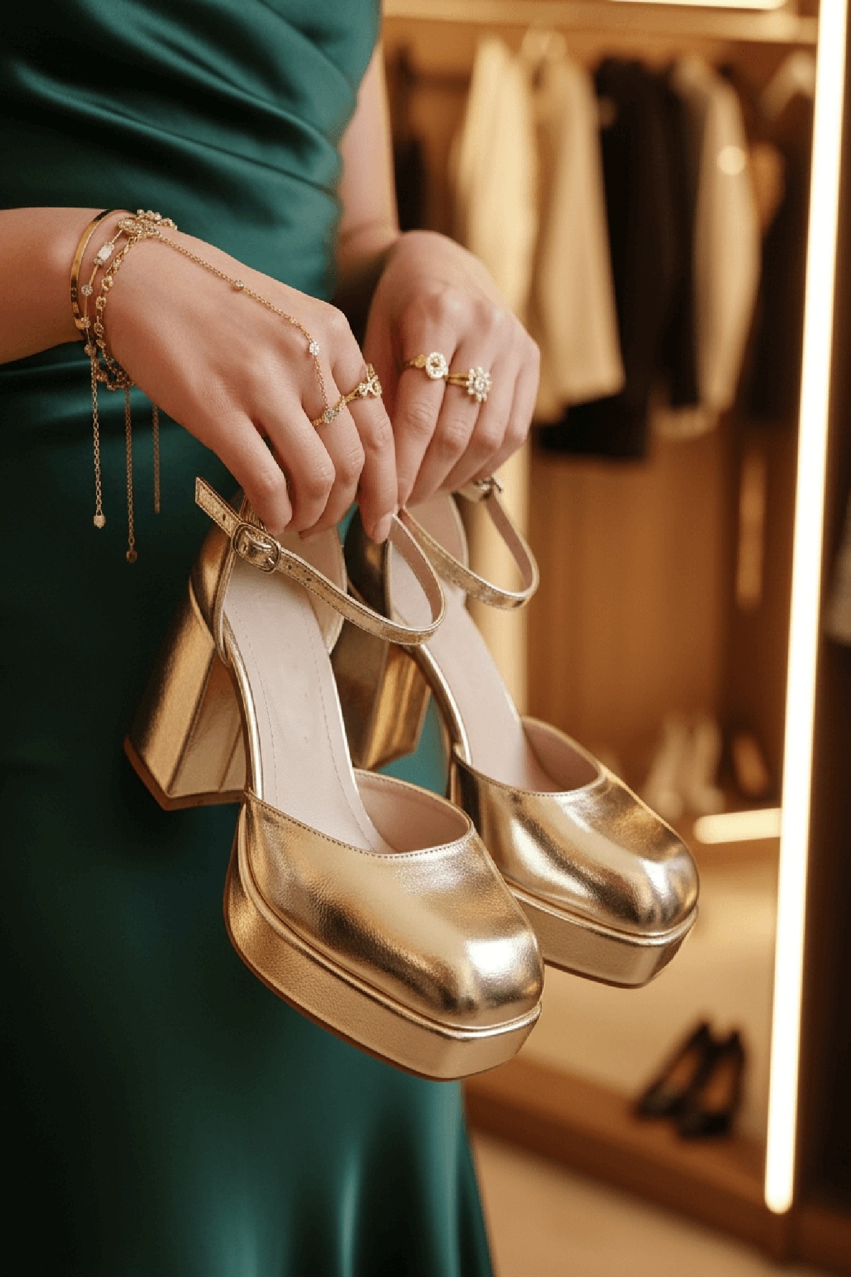 DURUNUN BUTİĞİ  Kiss Gold Platform ( 9 Cm Topuklu ) Günlük Topuklu Ayakkabı - Görsel 2