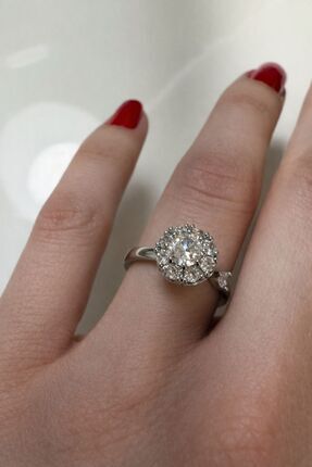 Lumiva accessories Ayarlanabilir Dönen Halo Taşlı Pembe Zirkon Yüzük - Işıltı...