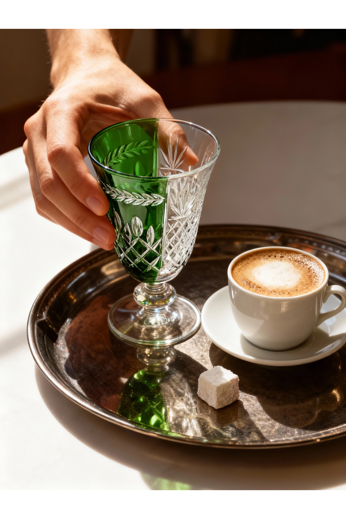Margerie Aurel Hybrid Hand-Cut Glass 200cc | Water & Coffee Side Glass