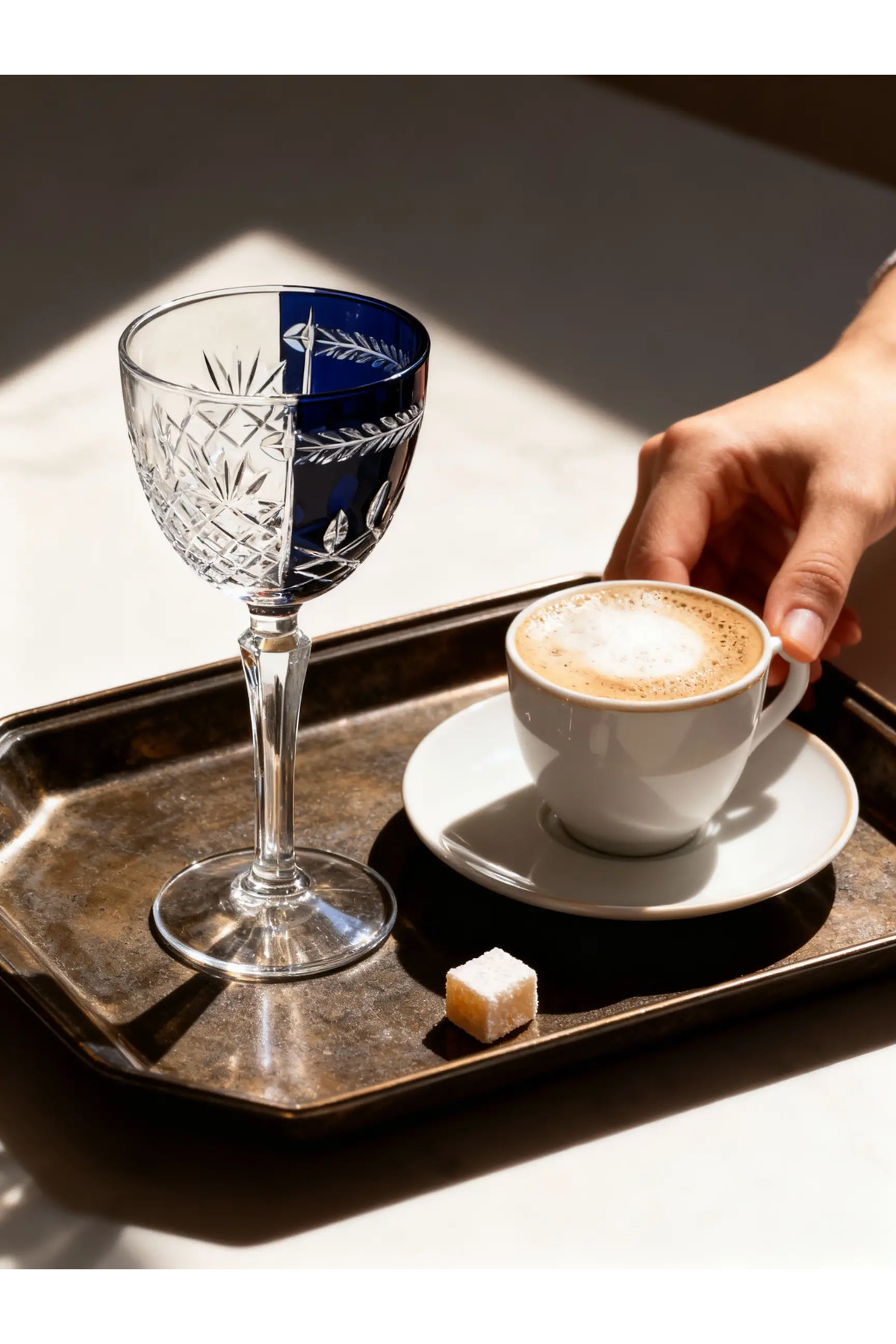 Margerie Aurel Hybrid Vintage Hand-Cut Antique Crystal Goblet 165cc | Coffee-Side Water