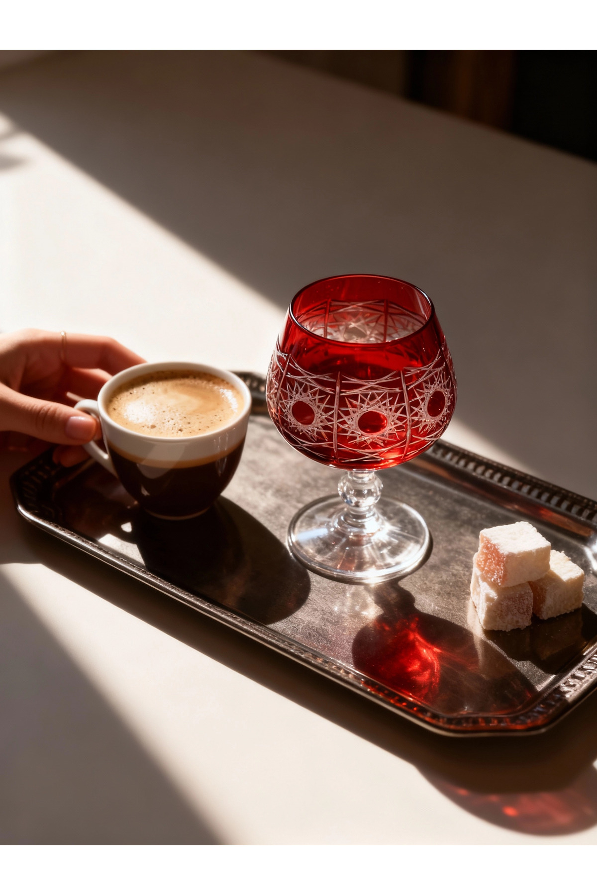 Margerie Pavo Bohemia Crystal Hand-Cut Flamboyant Coffee-Side Water Glass 250cc