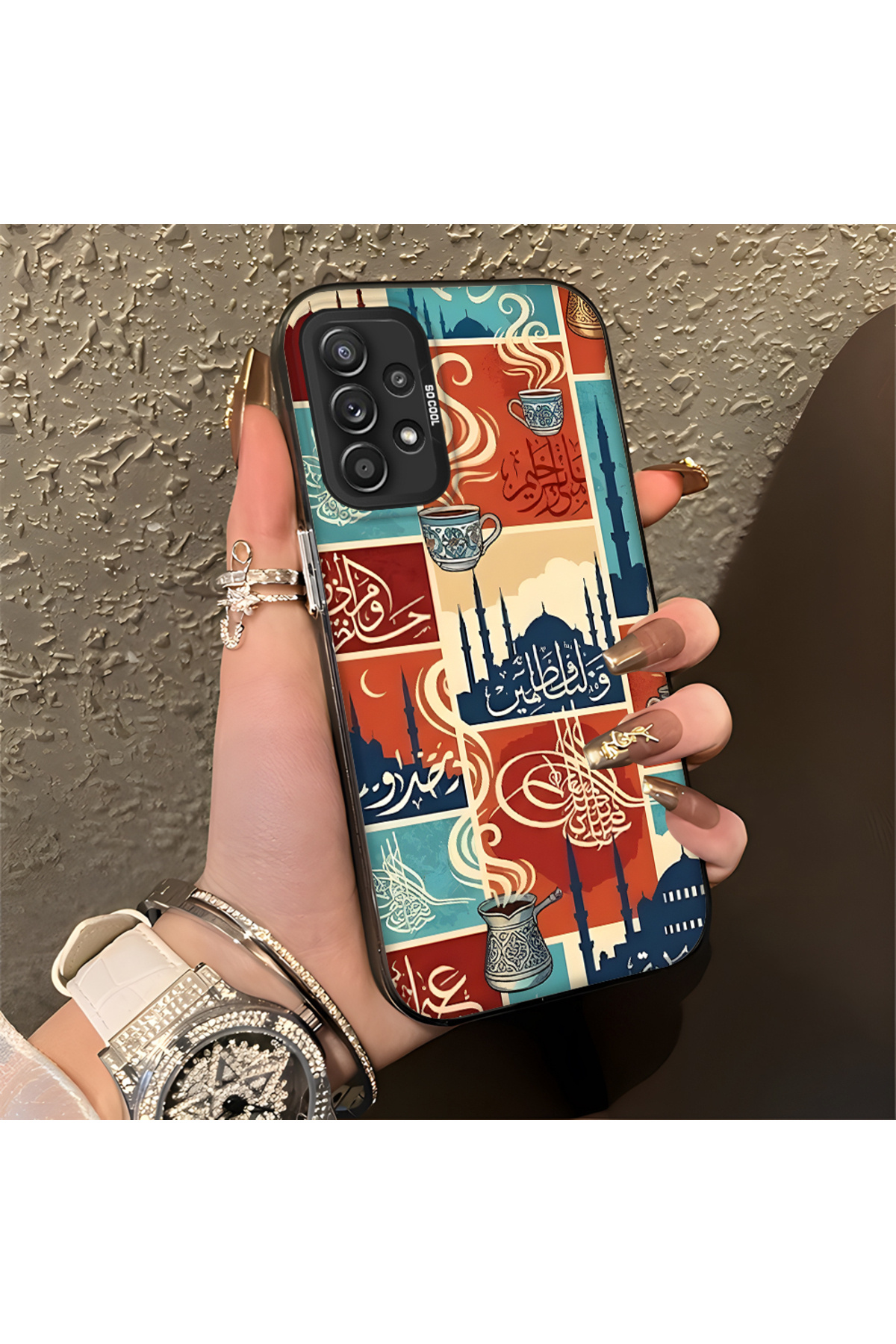 Samsung Galaxy A52 5G Compatible Silicone Edge Hard Back Anti Fall Phone Case Traditional Culture