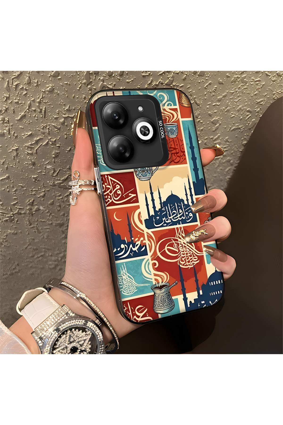 Infinix Hot 40i Compatible Silicone Edge Hard Back Anti Fall Phone Case Traditional Culture