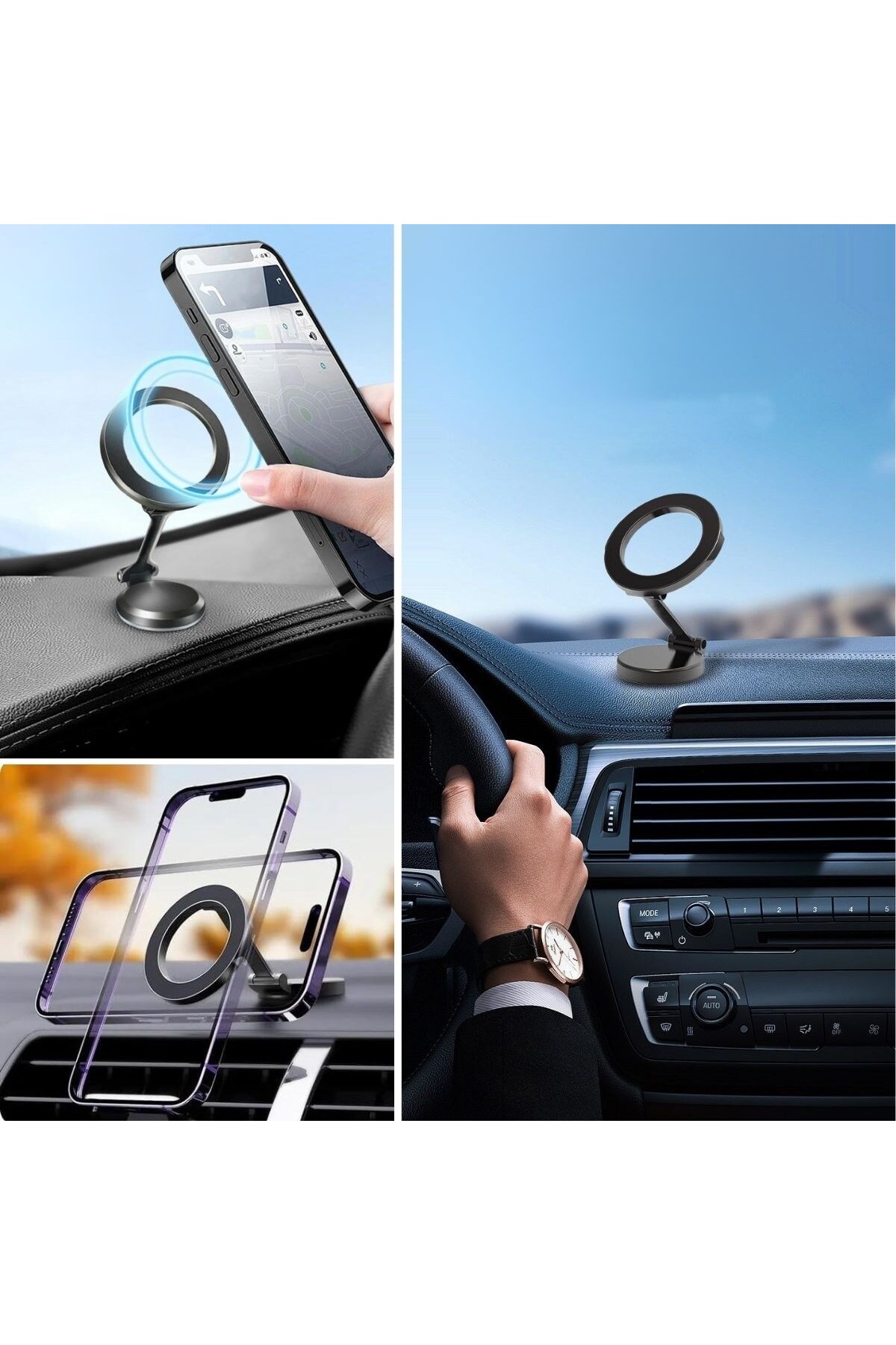 BUFFER® Tüm Telefonlarla Uyumlu Manyetik Araç Telefonu Tutacağı Katlanır 360 Der