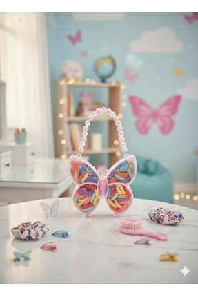 AURA CONCEPTS Çocuklar İçin Şık Tasarımlı Süslü Toka ve Aksesuar Çantası Seti...