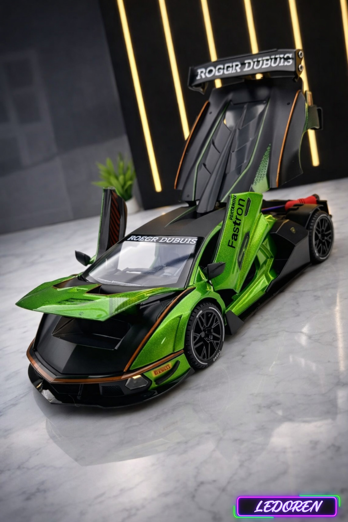BEST BODY ネオンイエロー セット M L'eDoren Yeşil Renkli Lamborghini Essenza SCV12 1/24 Diecast