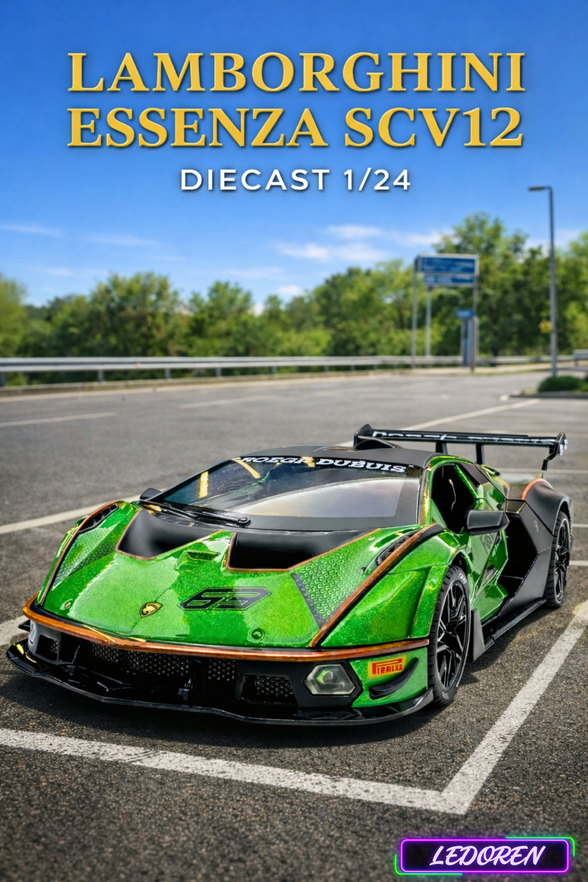 L'eDoren Yeşil Renkli Lamborghini Essenza SCV12 1/24 Diecast