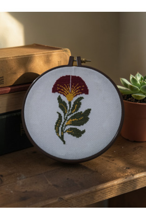 kanaviçe horozibiği el işi kasnak:19cm