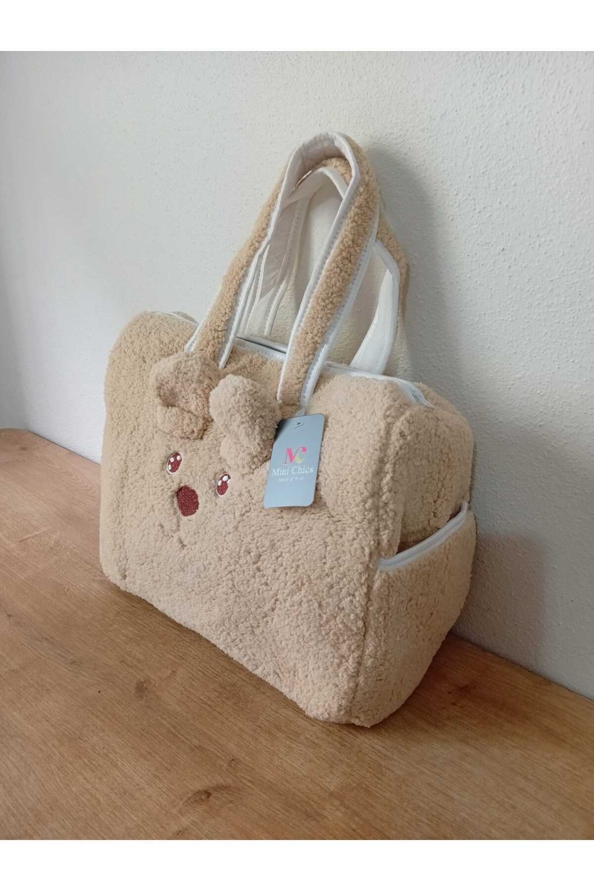 İLALKİDS Ayıcıklı Pelüş Bebek Taşıma Çantası Anne Bebek Bakım Çantası fotoğrafı 6 (önizleme)