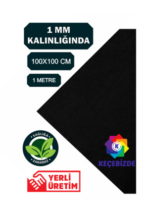 KeçeBizde KEÇE 1 MM KALINLIĞINDA 1 METRE SİYAH