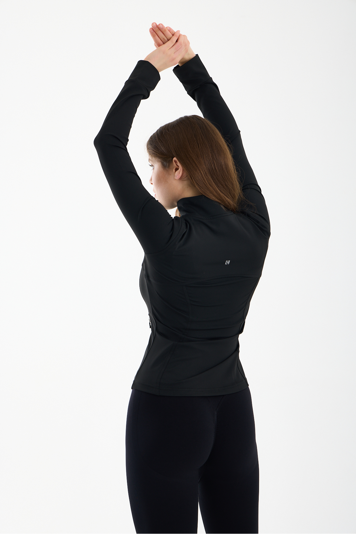 gymhams Siyah Kadın Premium Spor Ceket, Uzun Kollu, Fermuarlı, Yoga Pilates Fitness Koşu Antrenman Üstü görsel 5