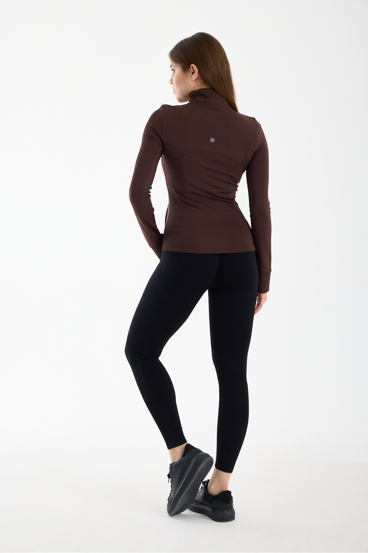 gymhams Kahve Kadın Premium Spor Ceket, Uzun Kollu, Fermuarlı, Yoga Pilates Fitness Koşu Antrenman Üstü görsel 8