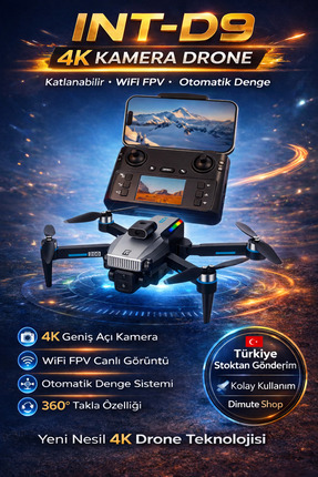 Dimute Shop Katlanabilir 4K Kamera Drone | Wifi Fpv, 360° Takla, Işık Sensörü...