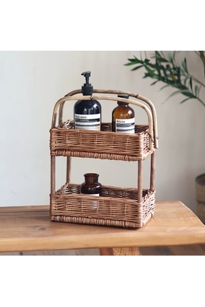 ETERNAL SUNSHINE Rattan & Bambu 2 Katlı Organizer & Çok Amaçlı Banyo, Makyaj ...