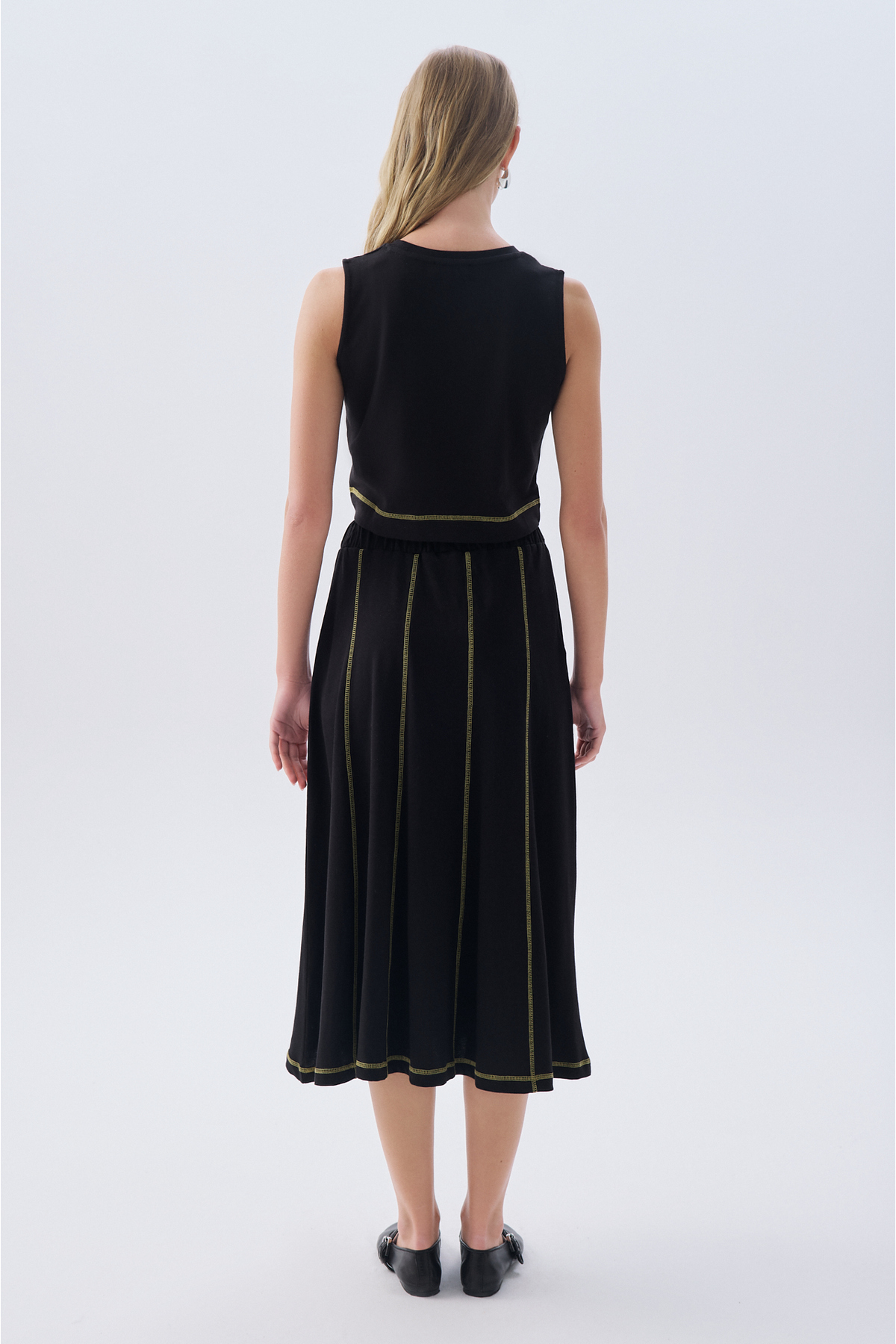 Mudo  DİKİŞ DETAYLI CEPLİ BELİ BAĞLAMALI MİDİ ETEK - Görsel 2