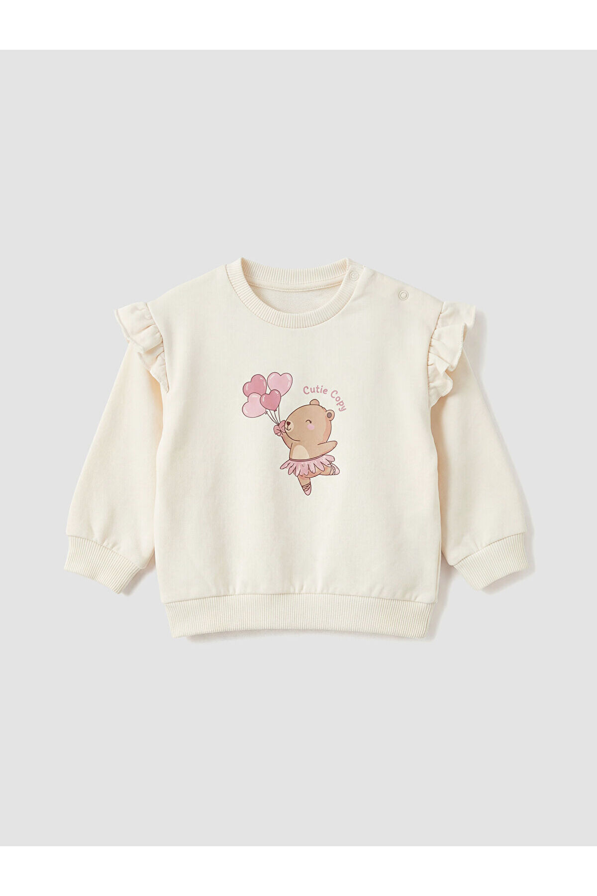 LC Waikiki Nevaa Collection Bej Baskılı Kız Bebek Sweatshirt ve Eşofman Alt fotoğrafı 2 (önizleme)