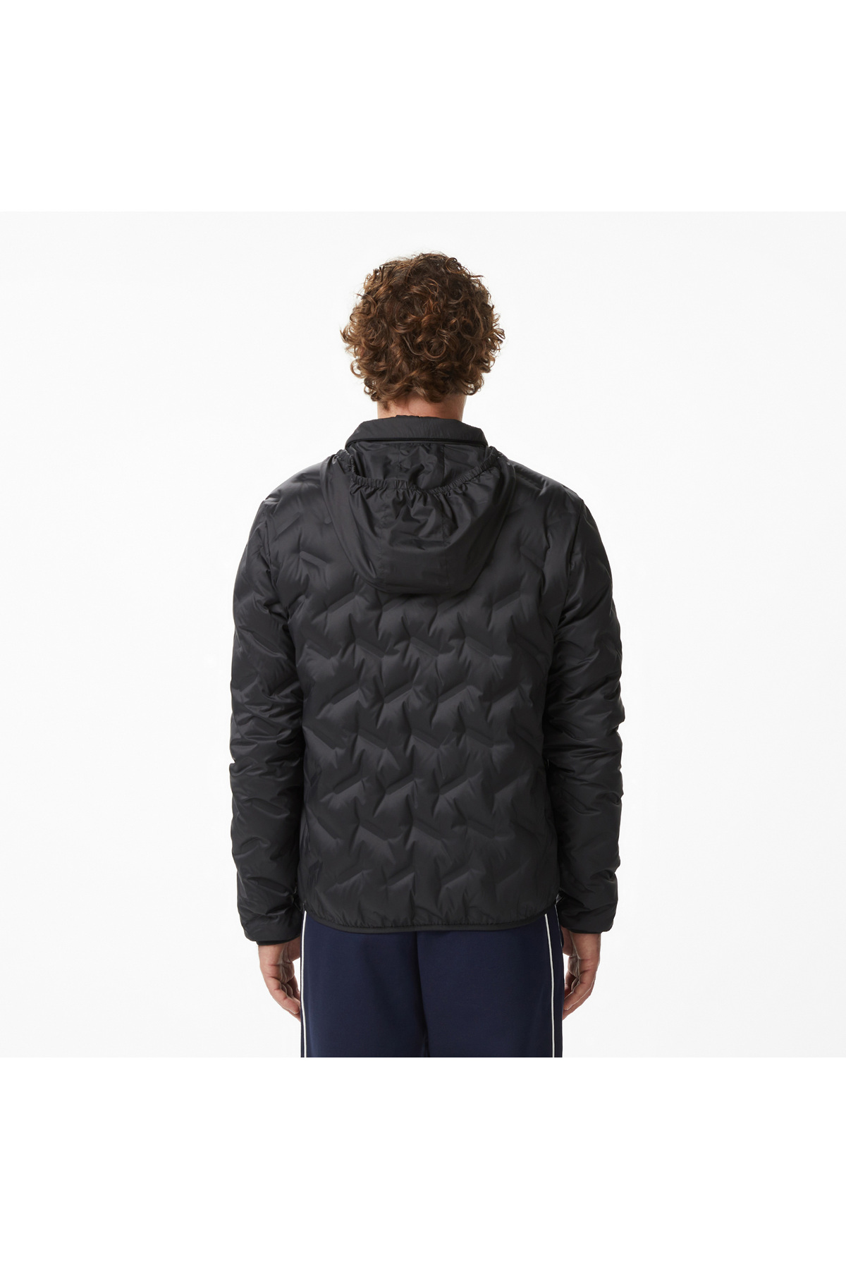 Lacoste Erkek Regular Fit Dik Yaka Kapitone Siyah Mont görsel 4