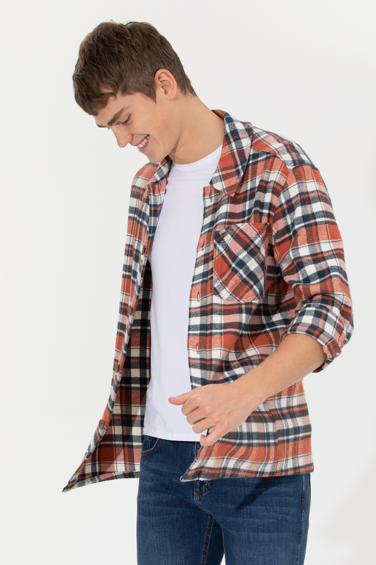 U.S. Polo Assn. Erkek Oduncu Kırmızı Jean Gömlek 50256683-VR030 — قرمز
