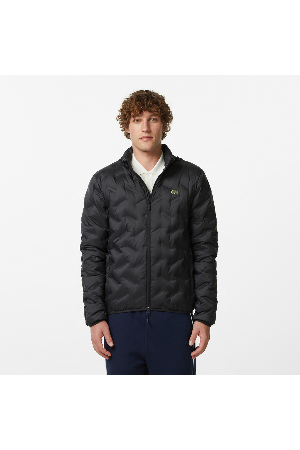 Lacoste Erkek Regular Fit Dik Yaka Kapitone Siyah Mont