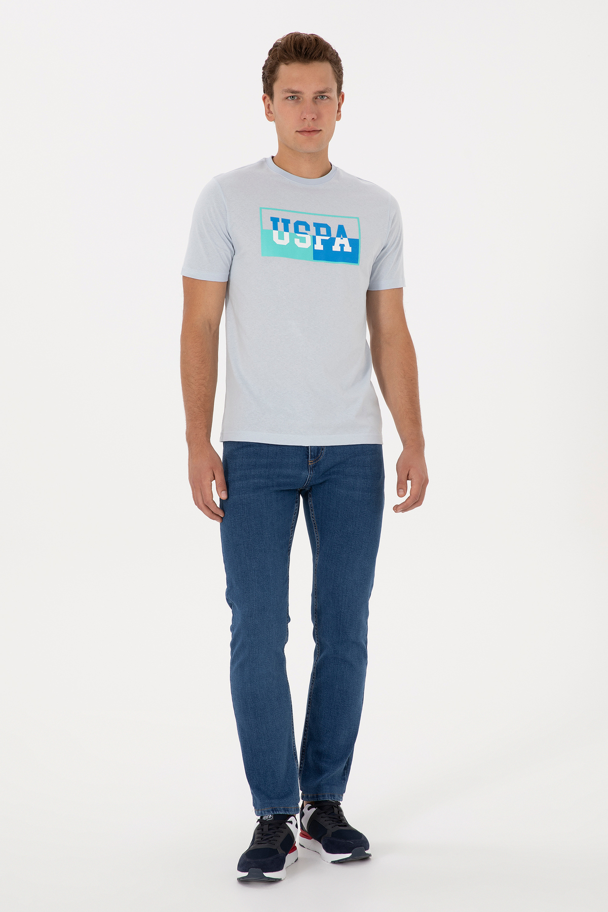 U.S. Polo Assn.  Erkek Regular Fit Bisiklet Yaka Açık Mavi Tişört 50324859-VR003 - Görsel 4