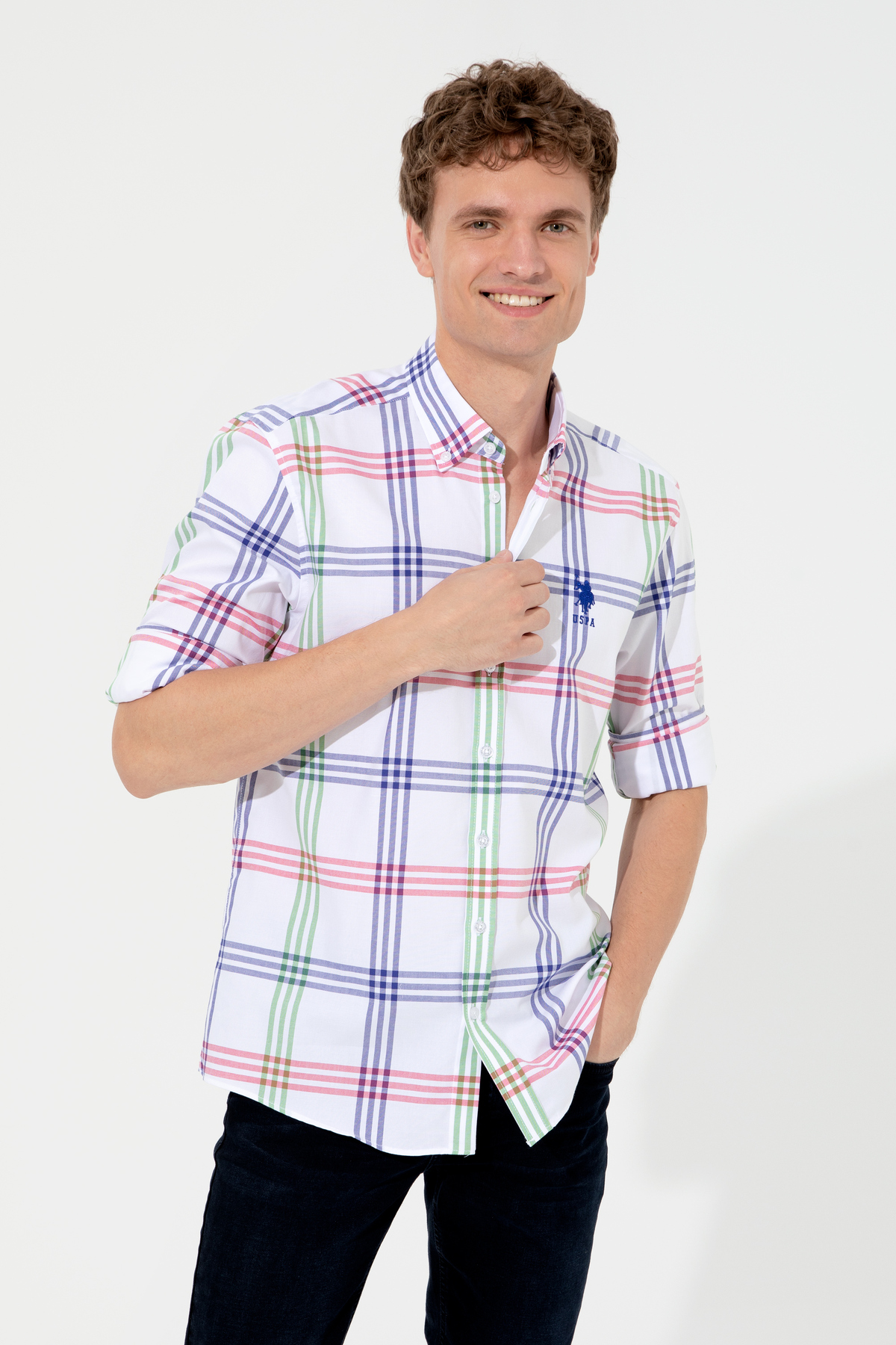 U.S. Polo Assn. Erkek Yeşil Uzun Kollu Gömlek 50249532-VR020 — سبز