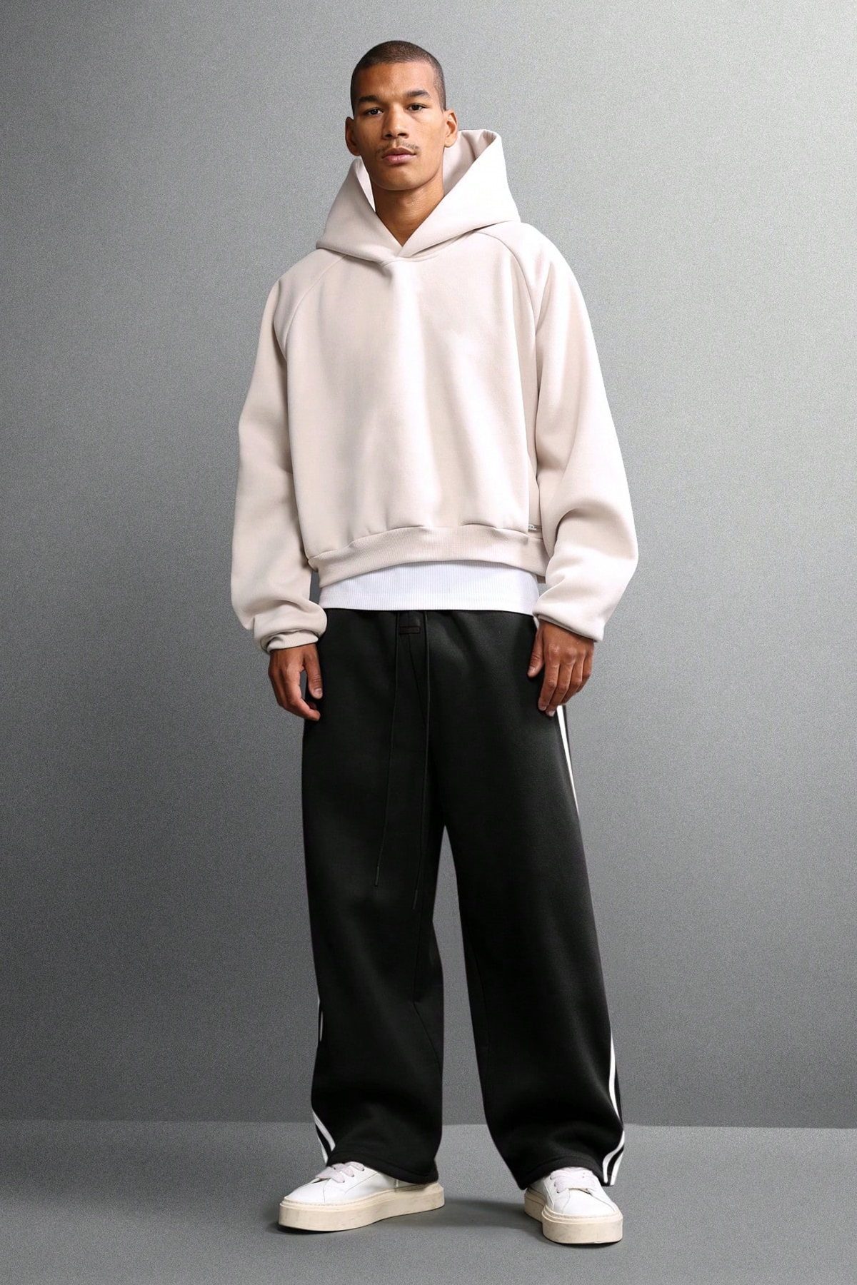 North London  Erkek Üç İplik Barrel Şeritli Oversize Rahat Eşofman Altı - Görsel 3