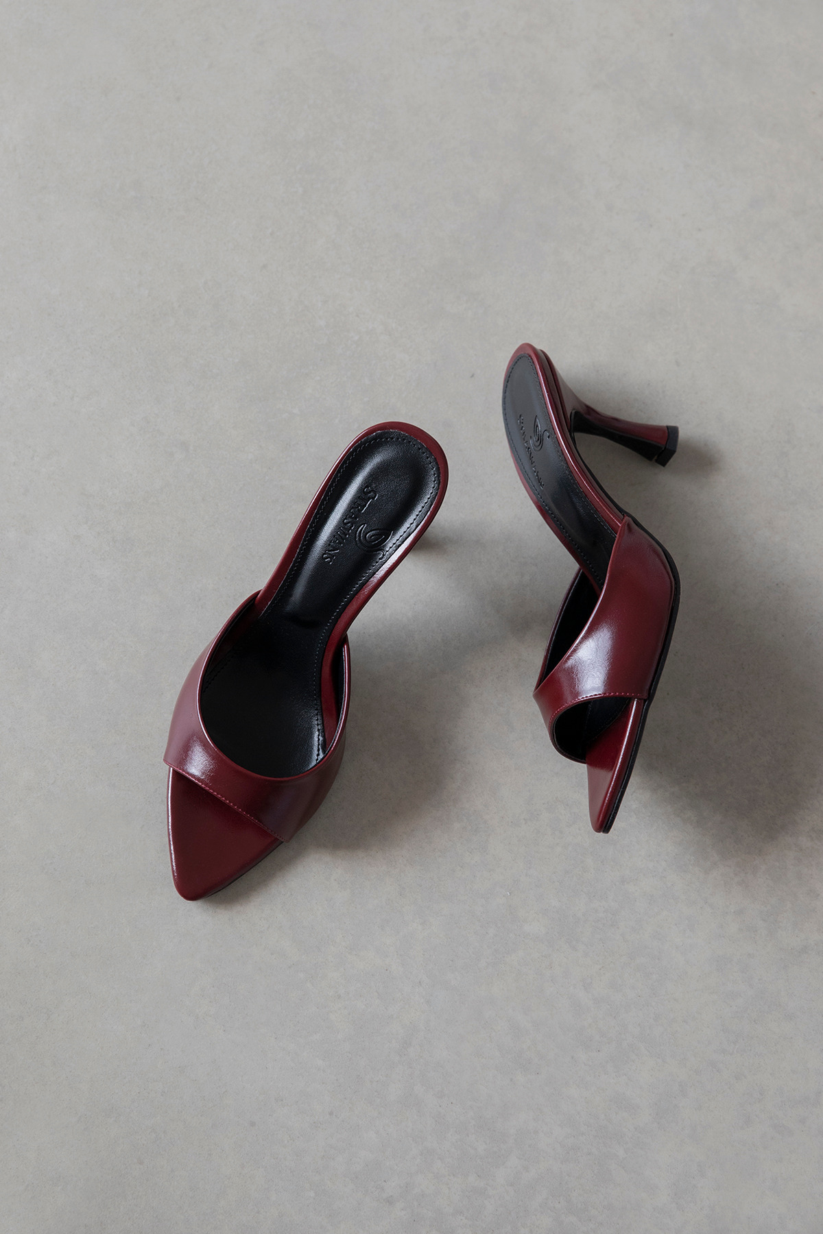 Straswans  Franco Kadın Topuklu Kırışık Deri Sandalet Bordo - Görsel 2