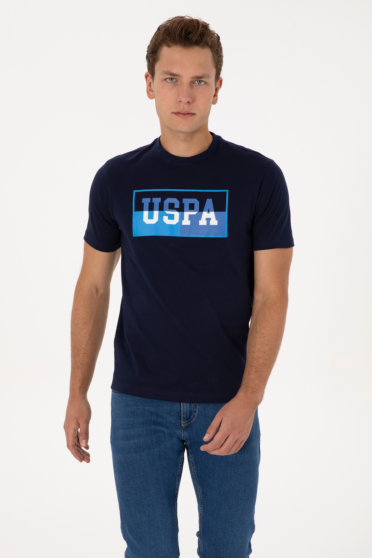 U.S. Polo Assn.  Erkek Regular Fit Bisiklet Yaka Lacivert Tişört 50324859-VR033 - Görsel 3