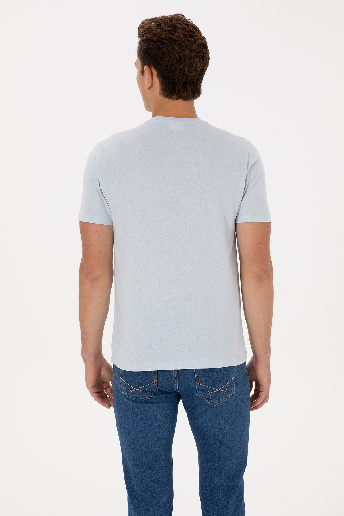 U.S. Polo Assn.  Erkek Regular Fit Bisiklet Yaka Açık Mavi Tişört 50324859-VR003 - Görsel 5