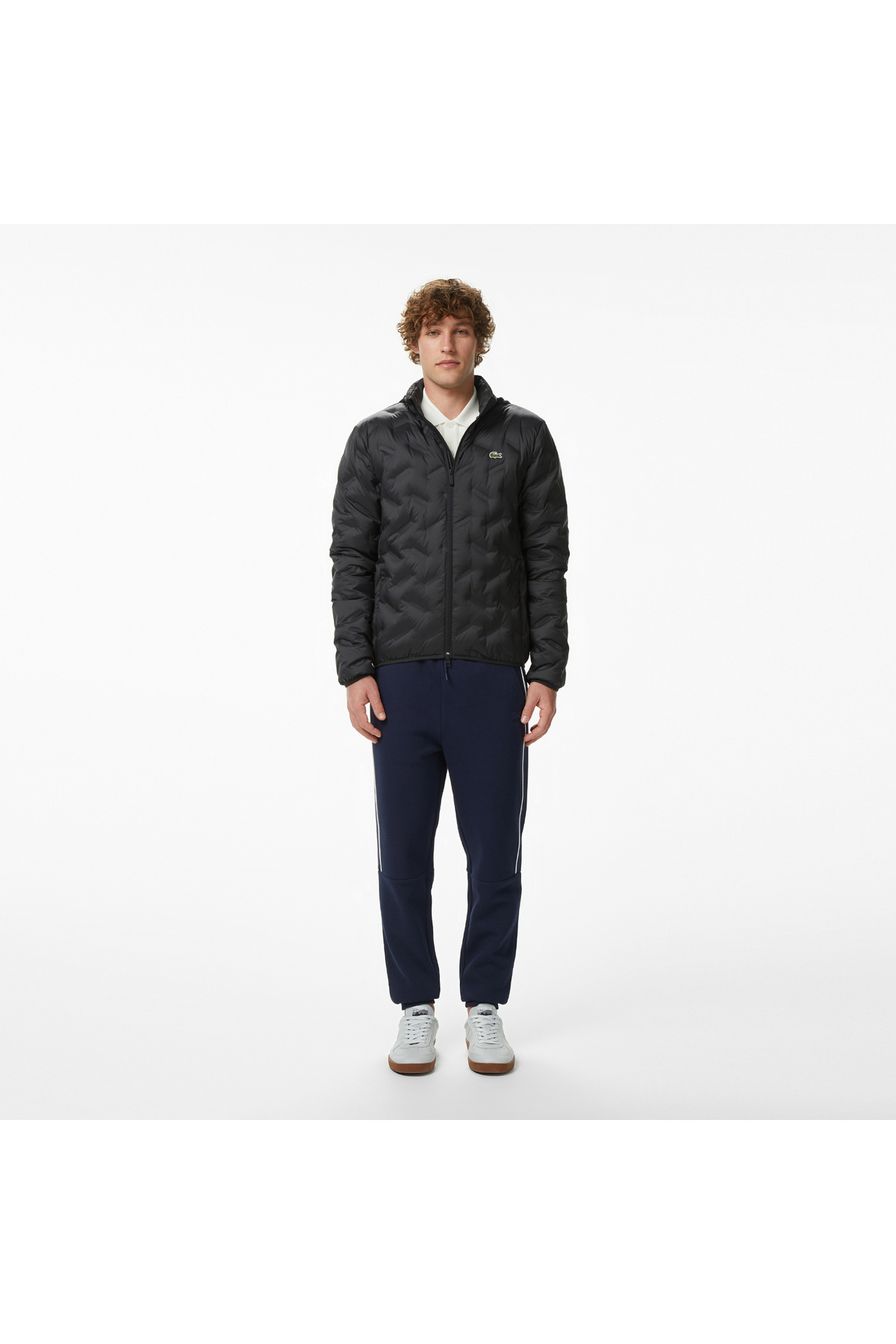 Lacoste Erkek Regular Fit Dik Yaka Kapitone Siyah Mont görsel 5