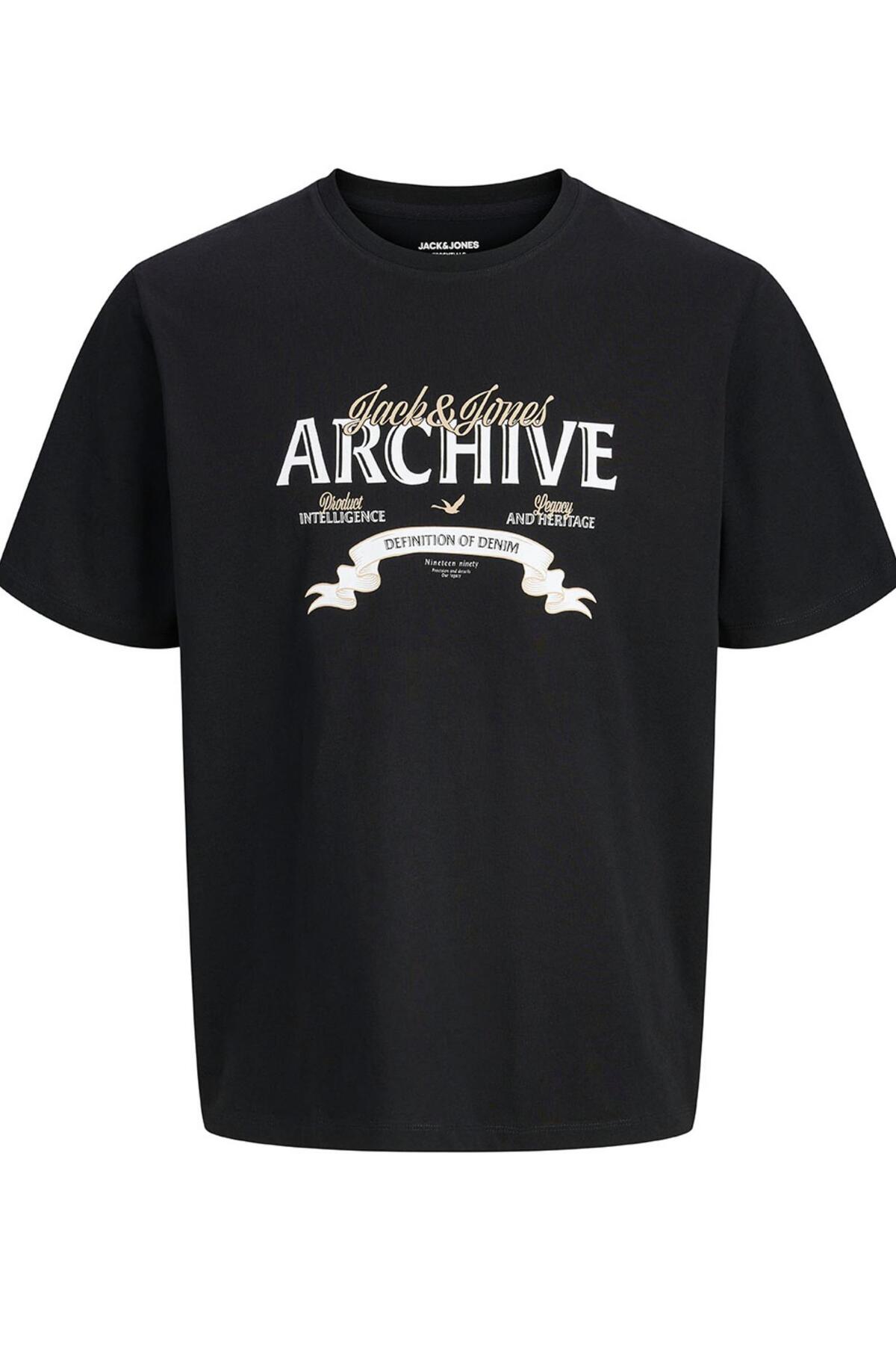 تی‌شرت آستین کوتاه طرح‌دار JJEDOVER سایز بزرگ JACK&JONES کد 12294516 جک اند جونز تی شرت بزرگ سایز Jack & Jones