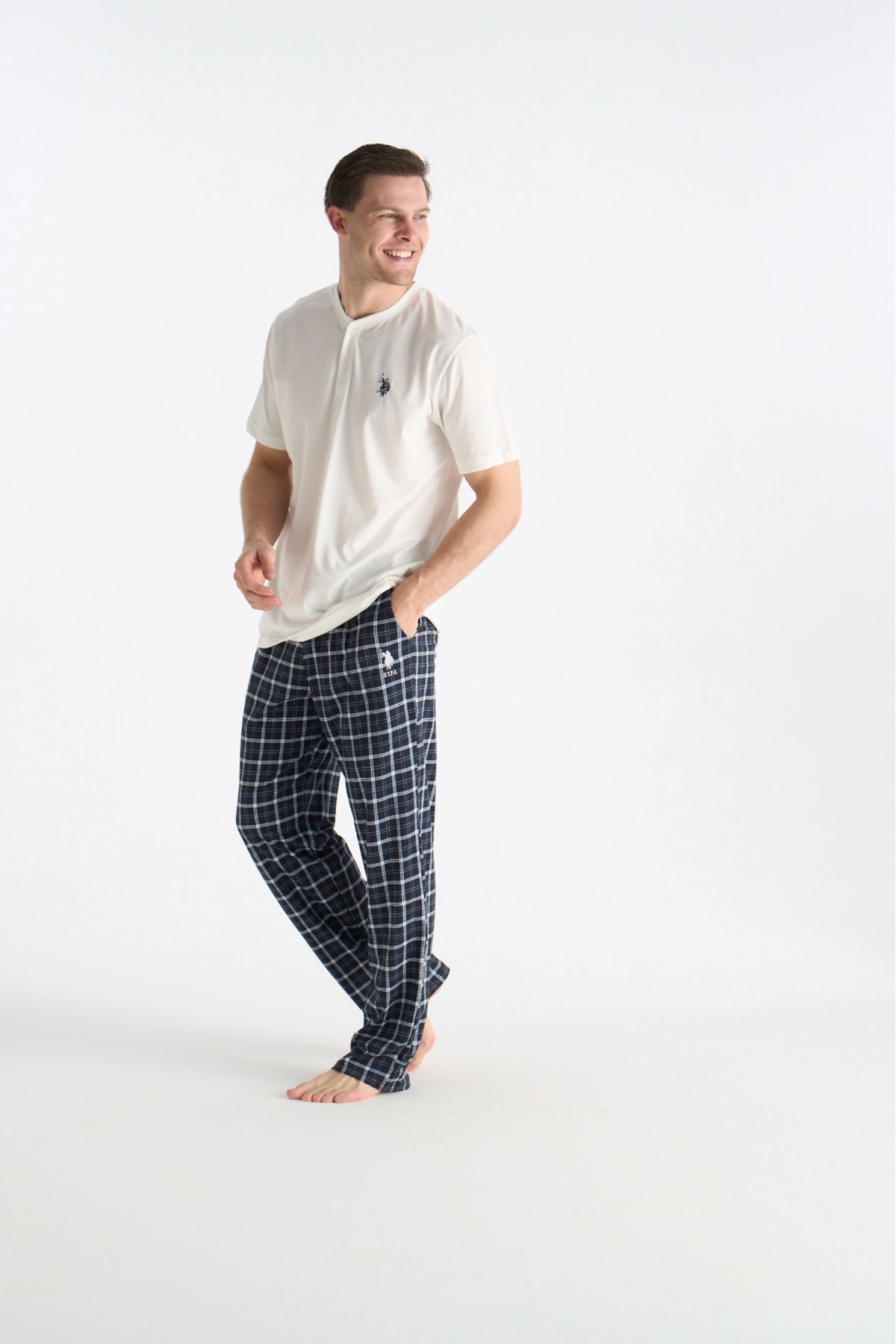 ست پیژامه و لباس خواب مردانه یقه دکمه دار | یو اس پولو U.S. Polo Assn. Slendos-19043 TR - تصویر 2