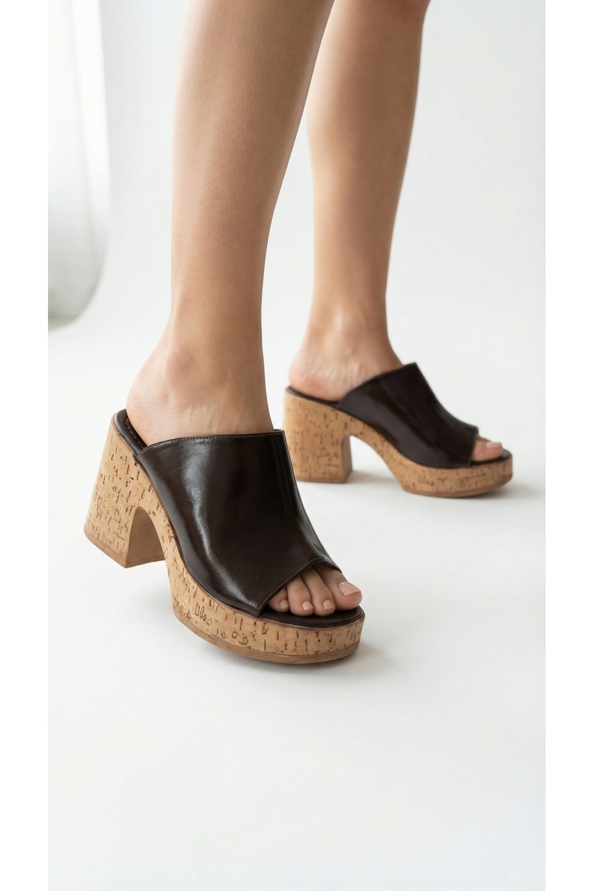 Women's Casual High Heels Summer Slipper Sandals with Stretchy Wicker Look