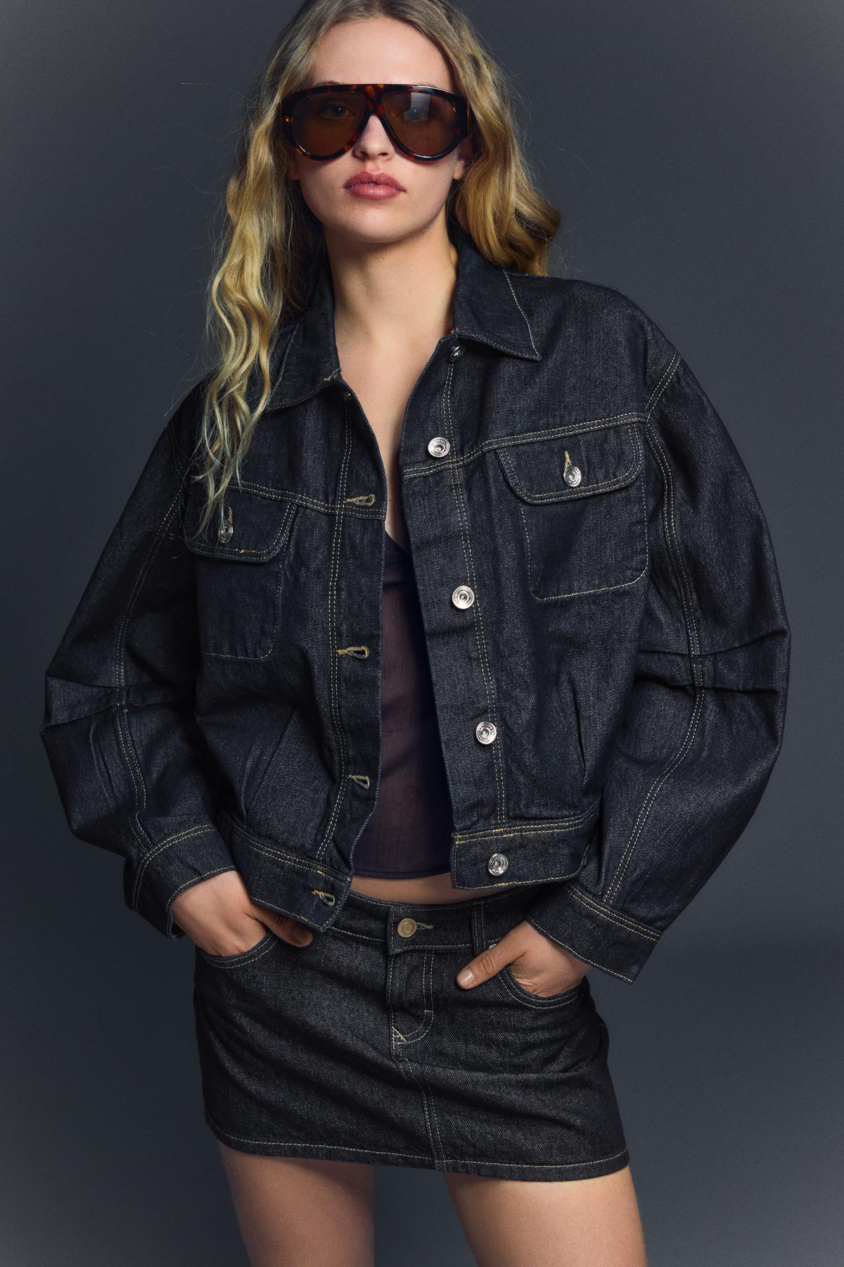 Bershka  Balon kesim crop denim ceket