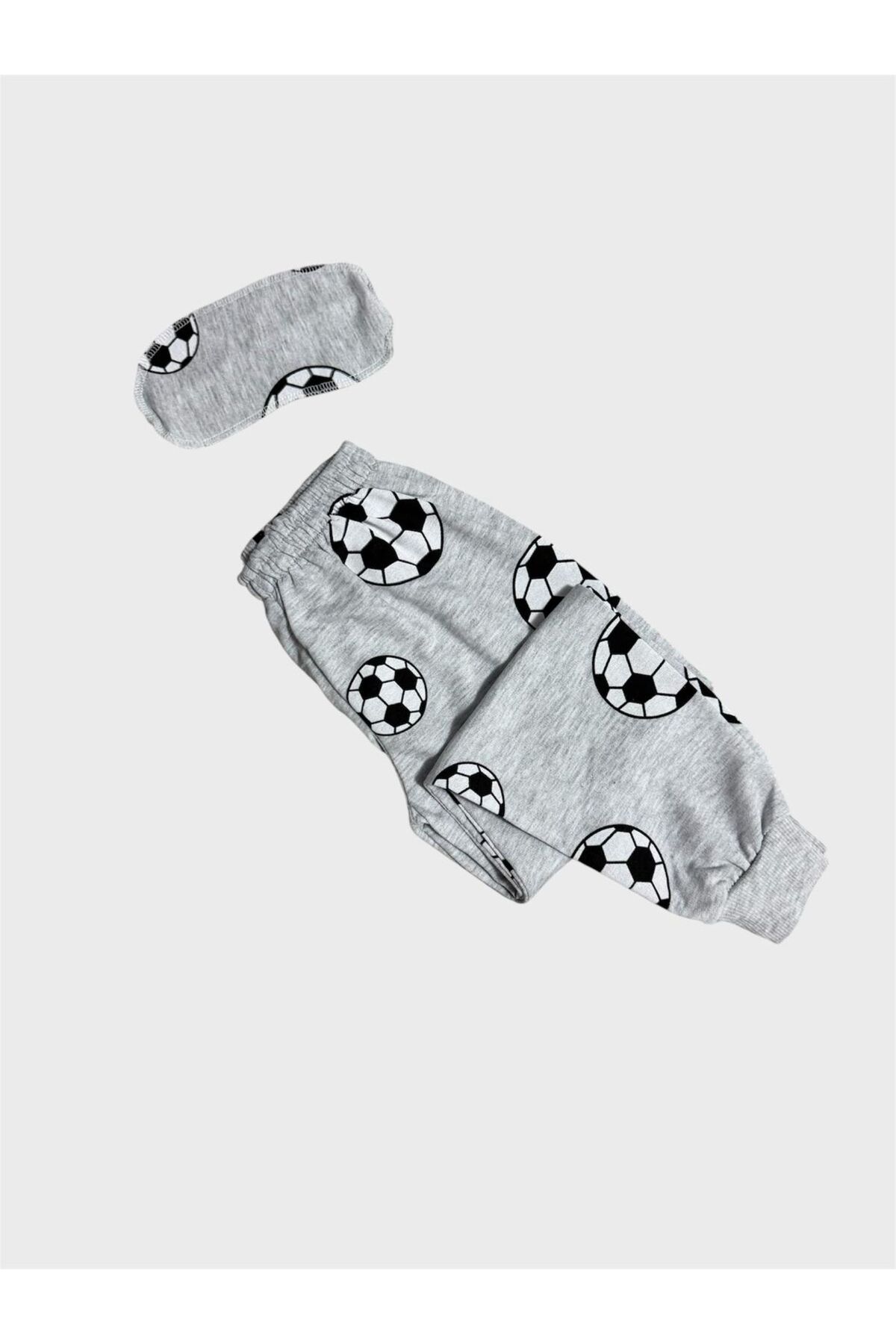 ALİŞ KİDS Erkek Çocuk Pamuklu Gri Futbol Topu Desenli Uzun Kollu Göz Bantlı Mevsimlik Pijama Takımı fotoğrafı 6 (önizleme)