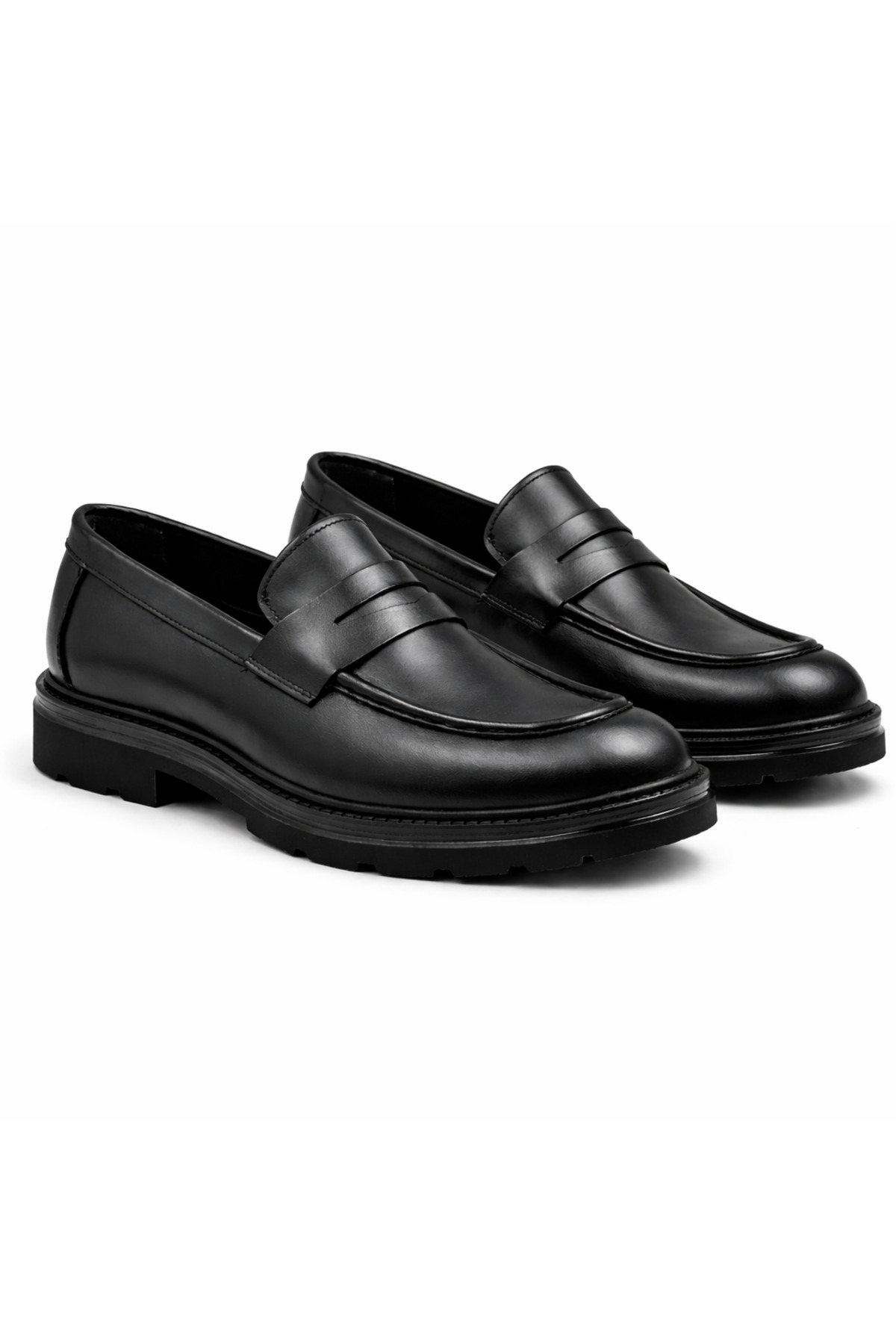 BESS SHOES Hakiki Deri Siyah Rahat Hafif Günlük Erkek Loafer Ayakkabı